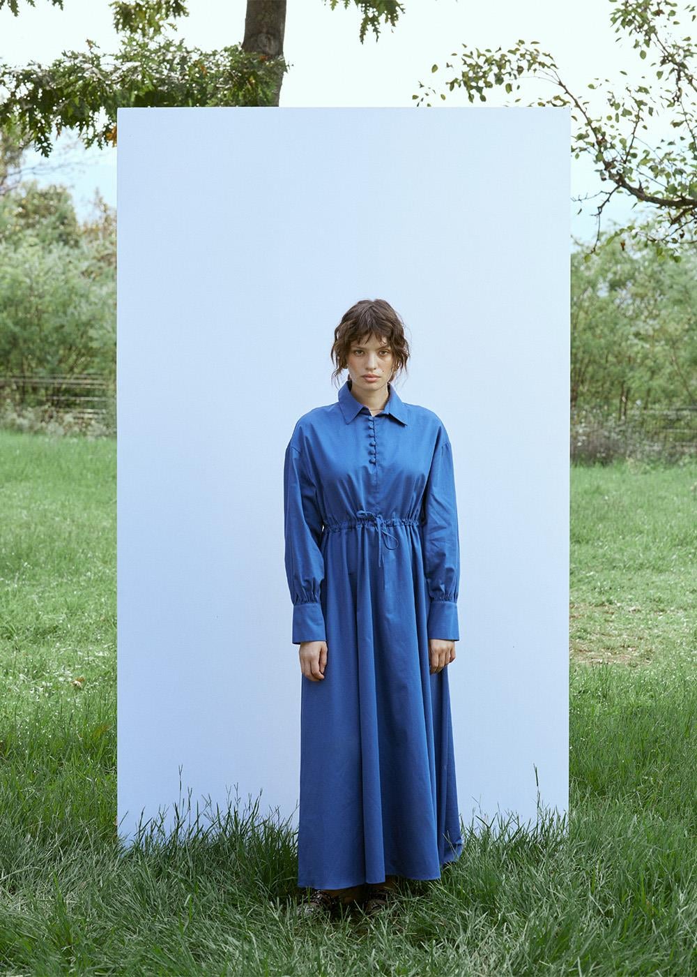 Bağcıklı Elbise | Mavi