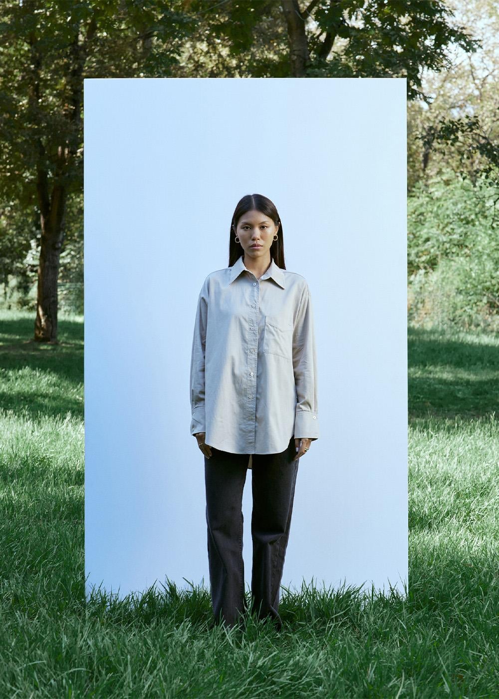 Cep Detalı Gömlek | Bej