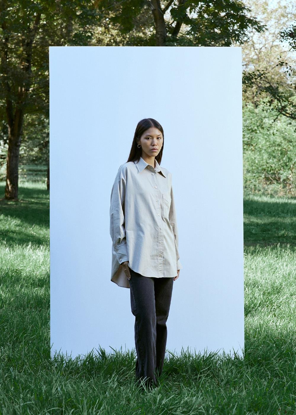 Cep Detalı Gömlek | Bej