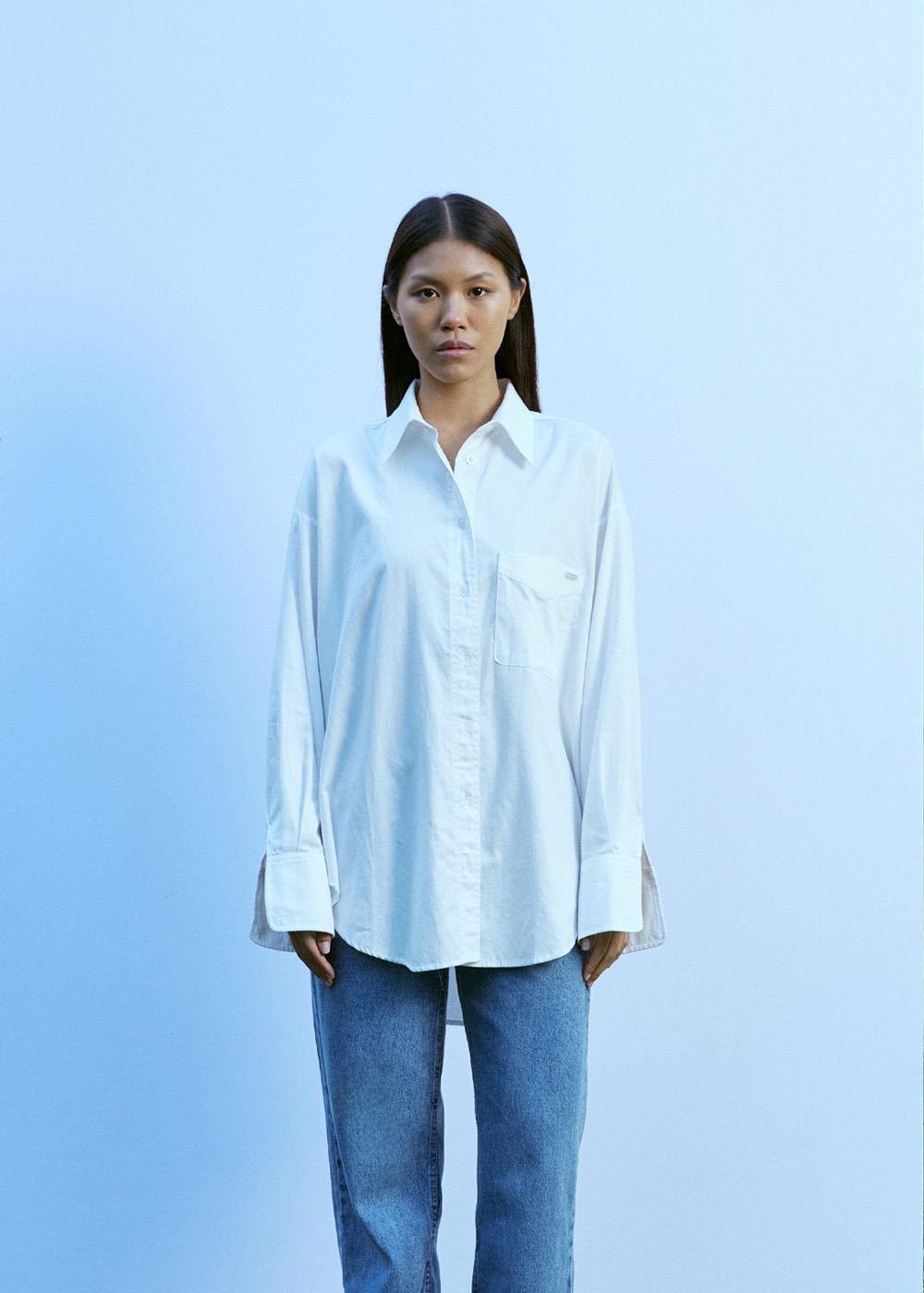 Cep Detalı Gömlek | Beyaz