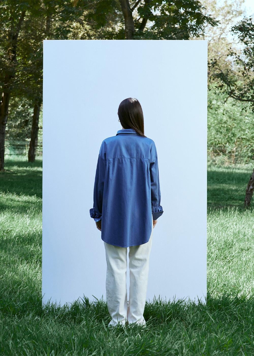 Cep Detalı Gömlek | Mavi