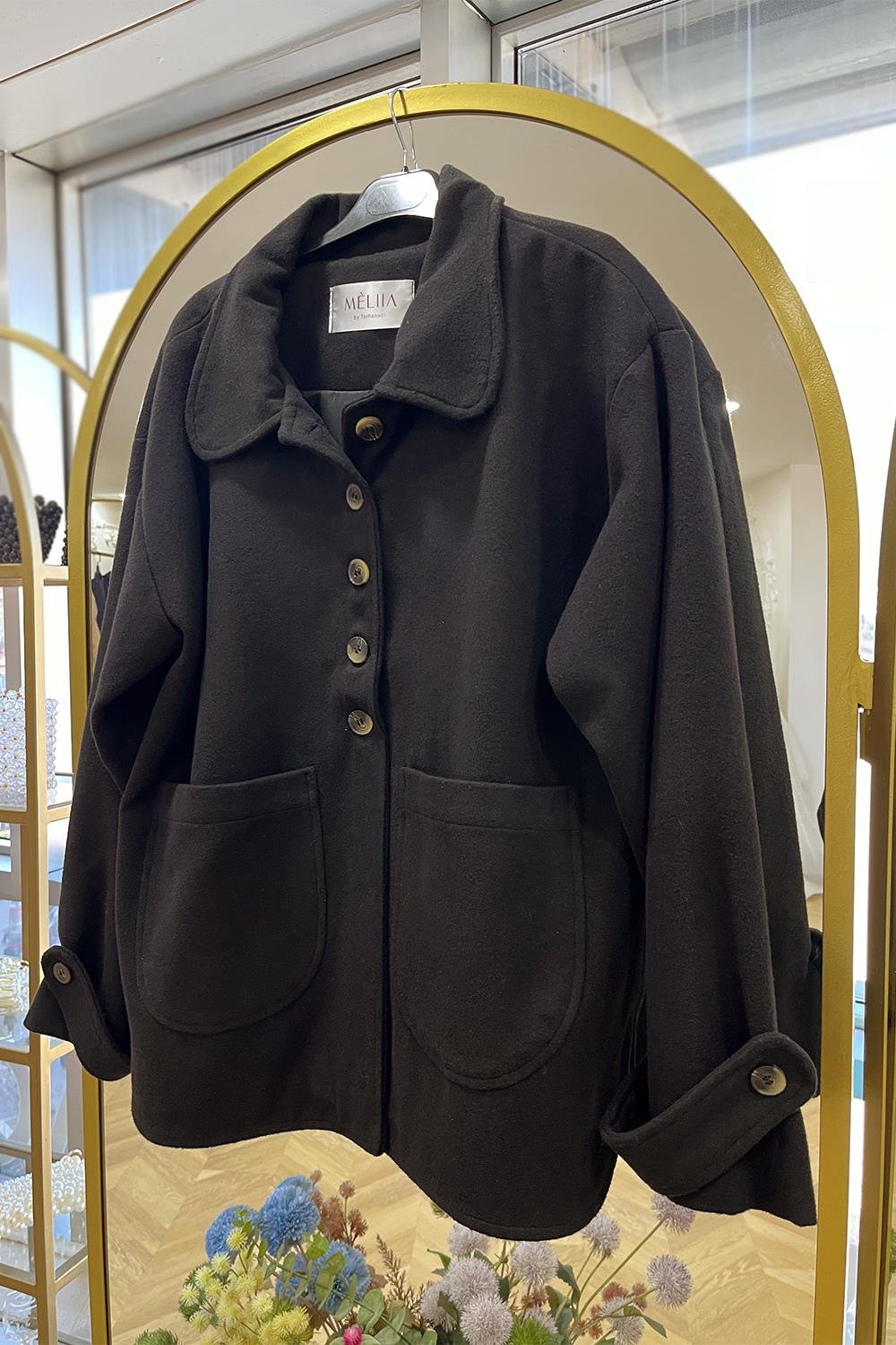 Düğmeli Kaban | Siyah