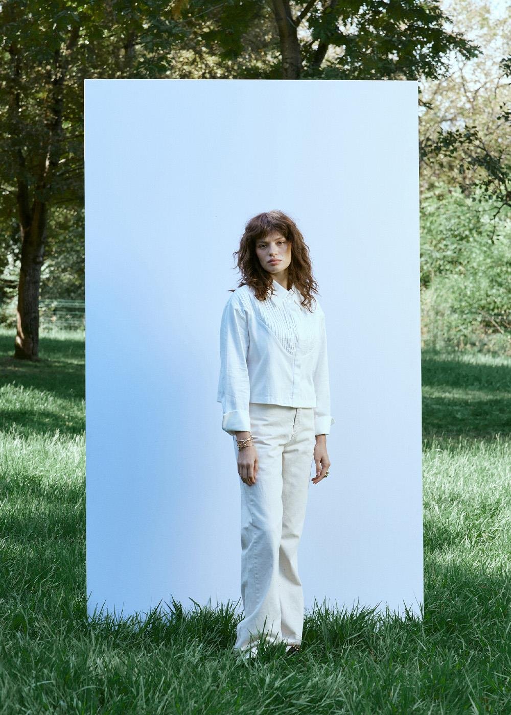 Nervürlü Gömlek | Beyaz