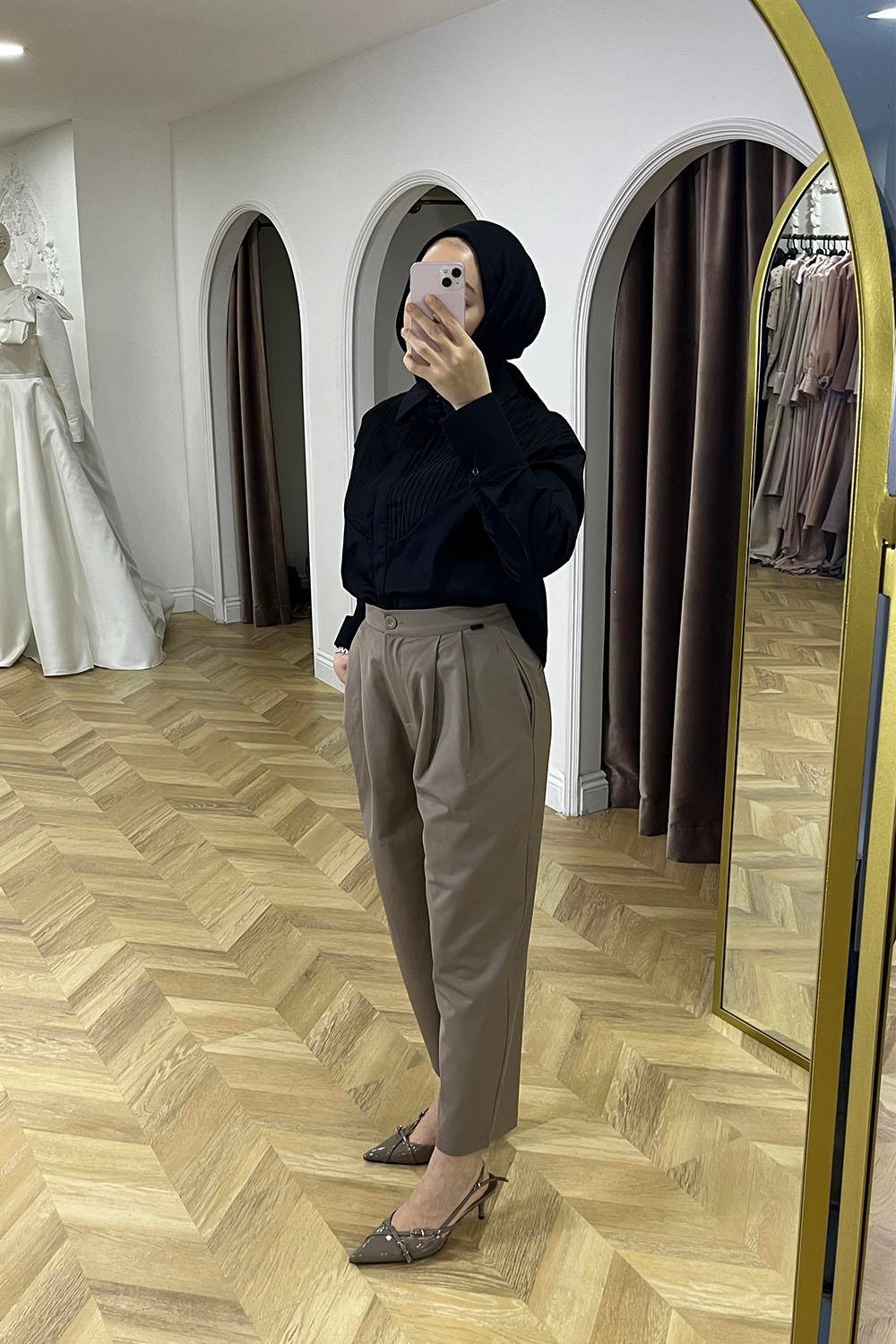 Nervürlü Gömlek | Siyah