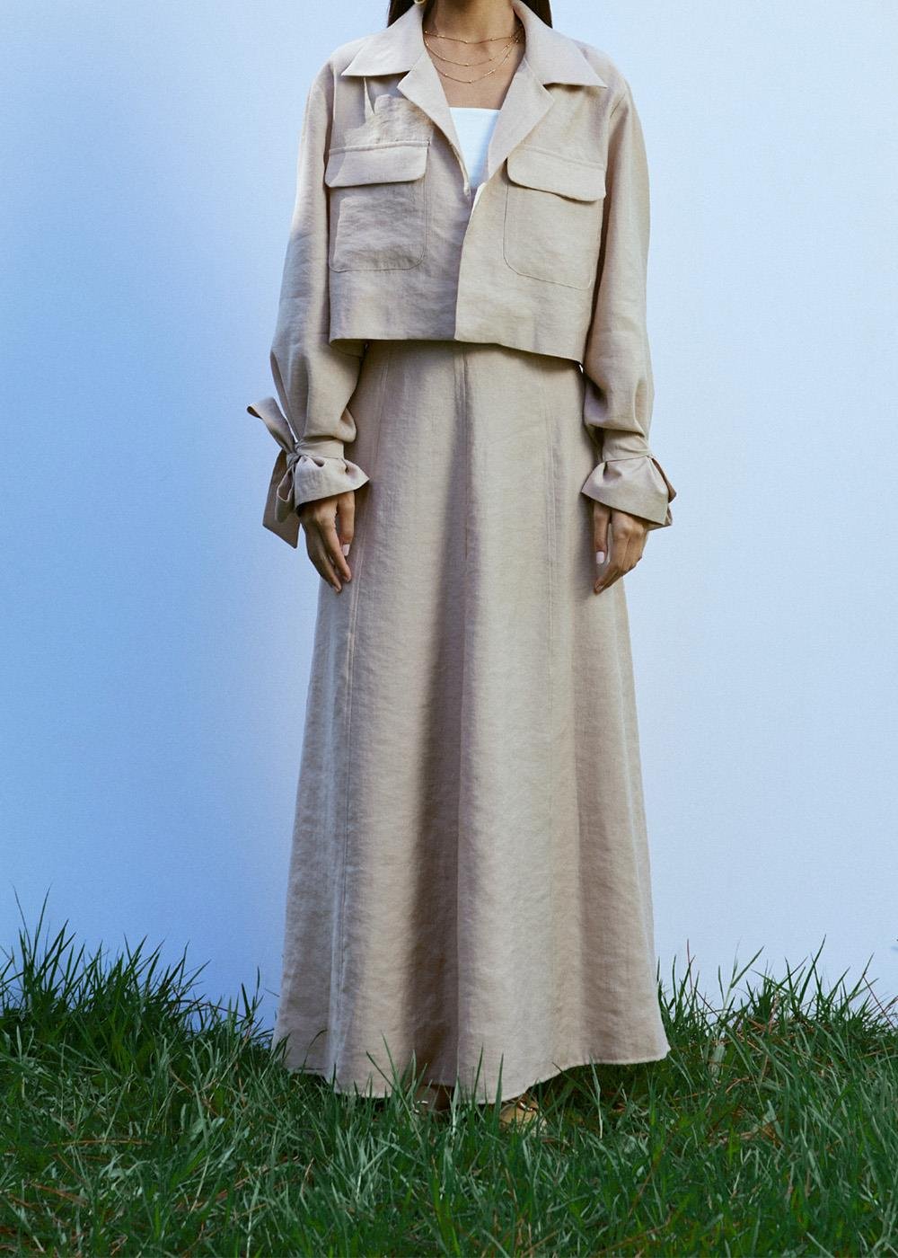 Parçalı Etek | Bej