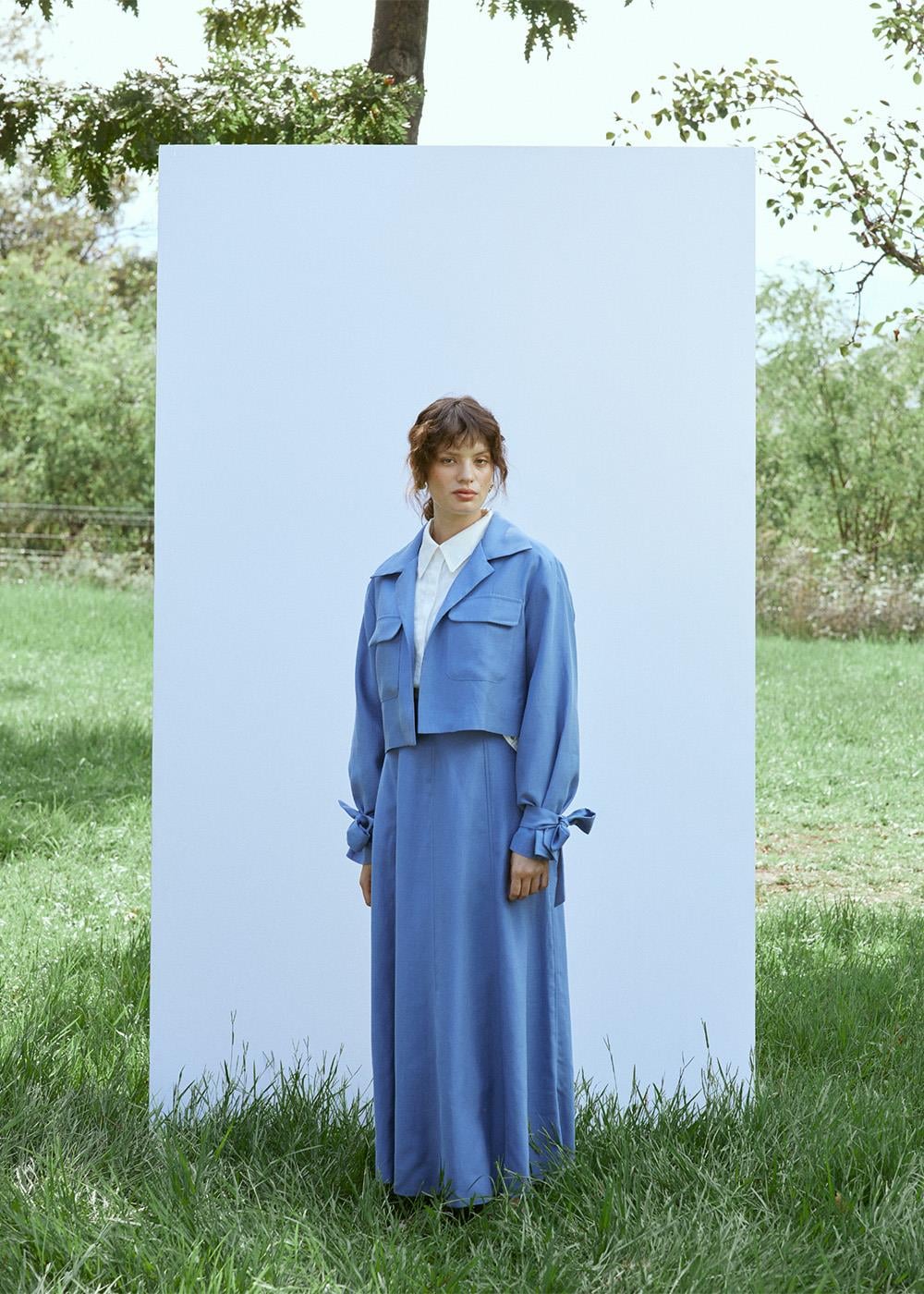 Parçalı Etek | Mavi