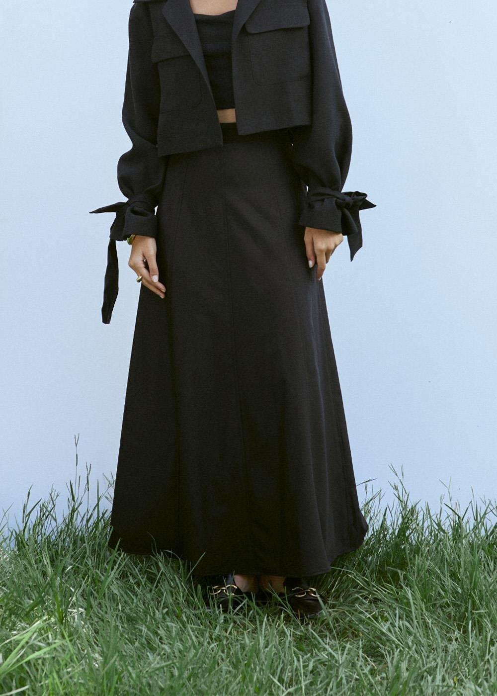 Parçalı Etek | Siyah