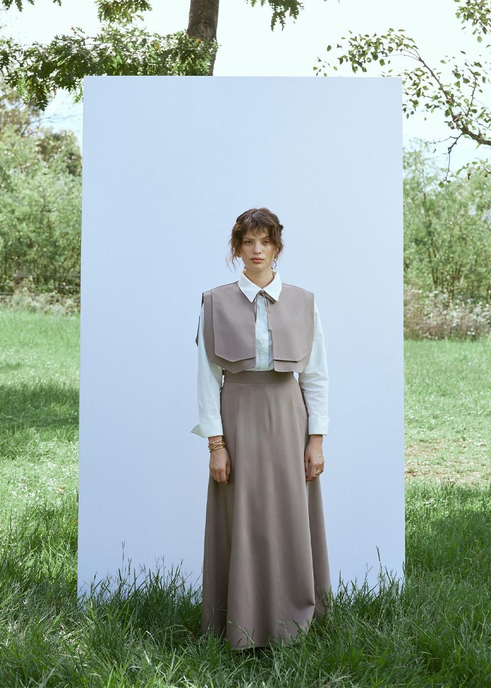 Parçalı Etek | Vizon