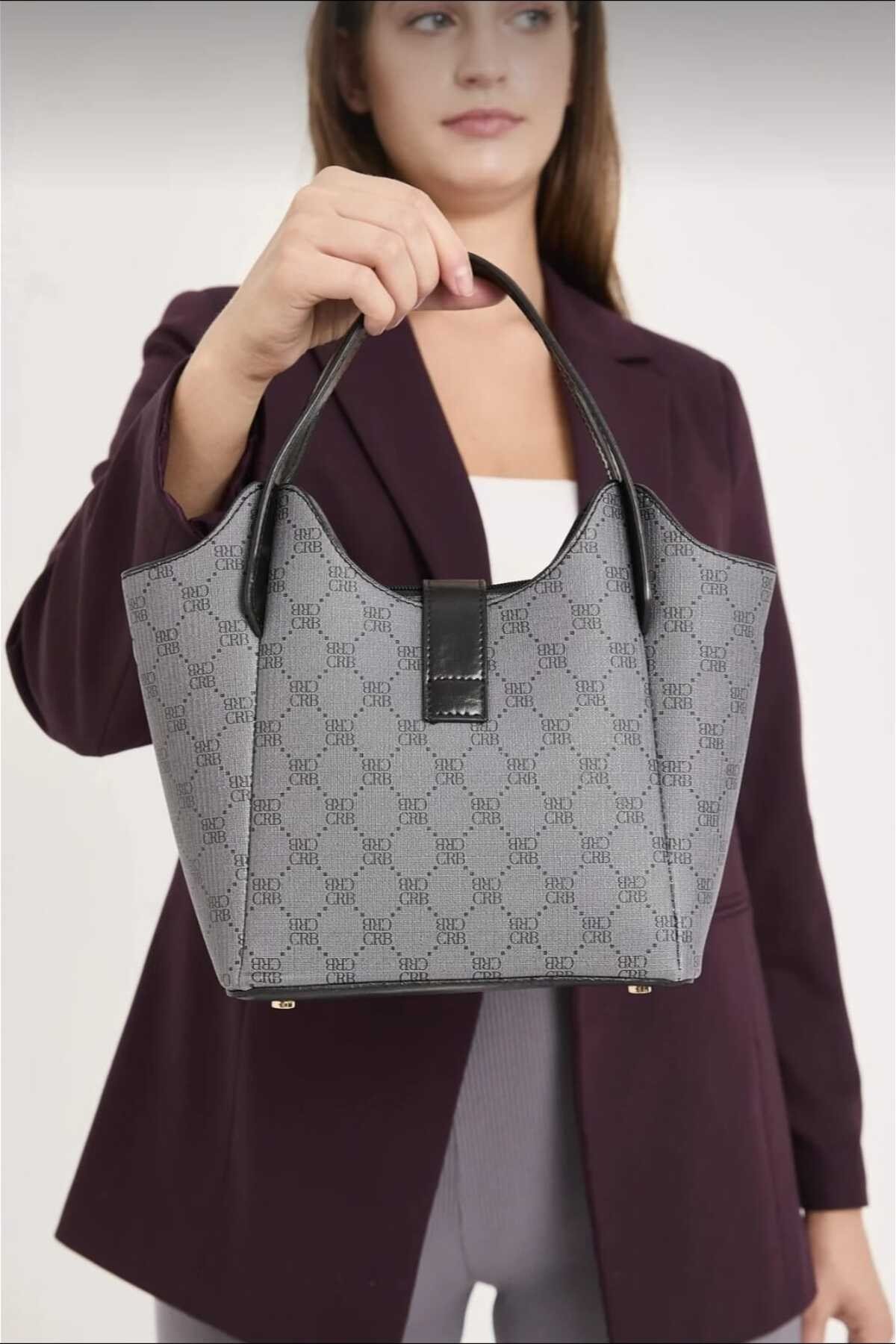 Kadın Günlük Kullanım Fermuarlı Klasik Tote Ayarlanabilir Çapraz Askılı El ve Omuz Çantası
