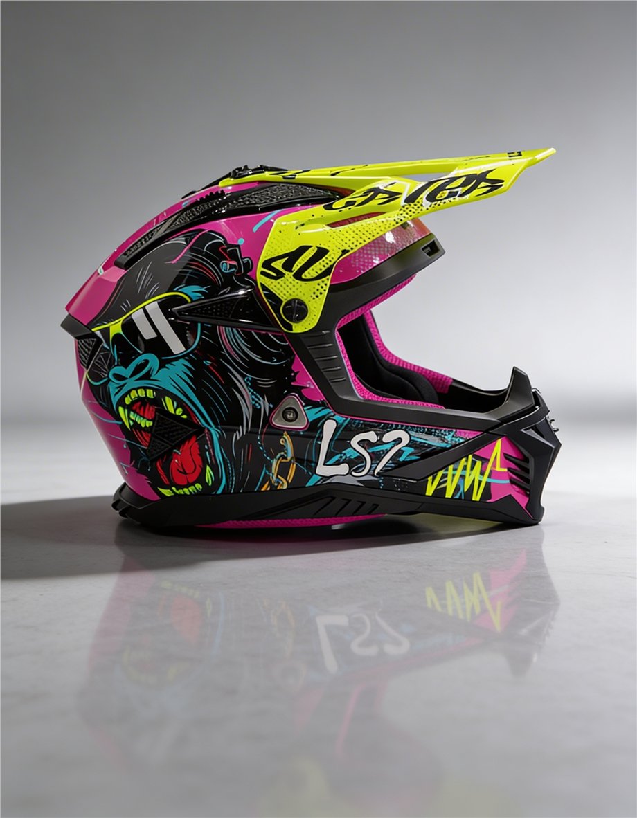 LS2 FAST 2 GORILLA MOR-NEON SARI KASK-90509070