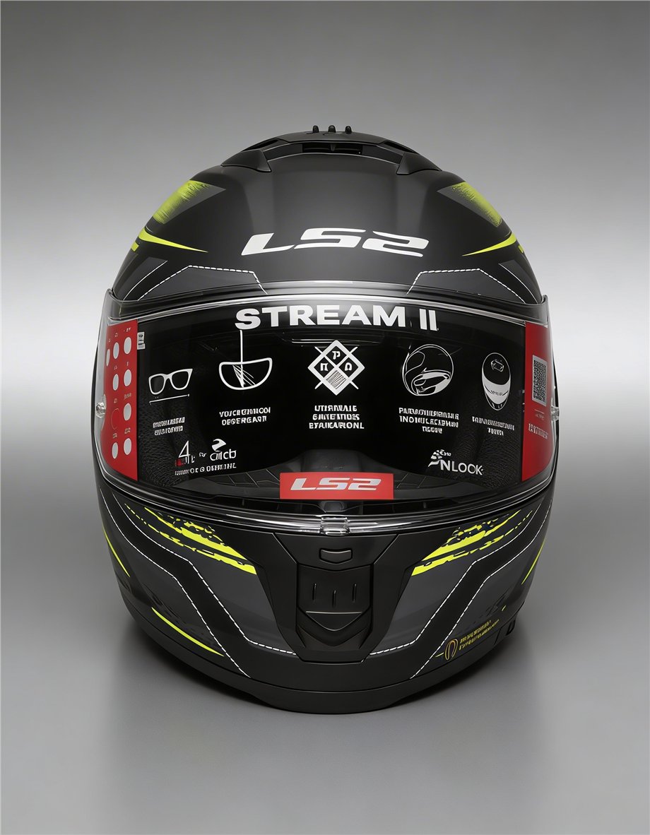 LS2 STREAM 2 FURY MAT SİYAH-GRİ-NEON SARI KASK-90499296