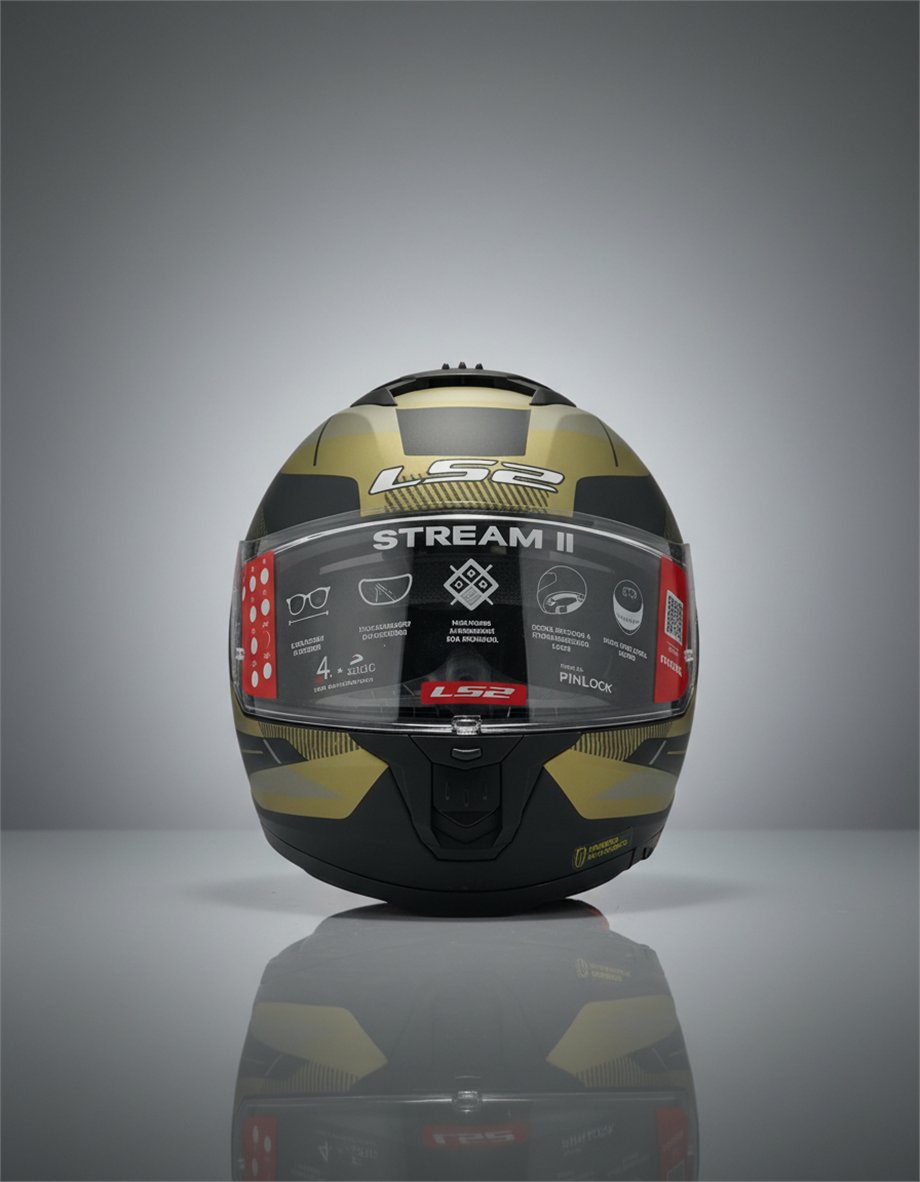 LS2 STREAM 2 ROAD MAT SİYAH-GOLD KASK-0009052031901