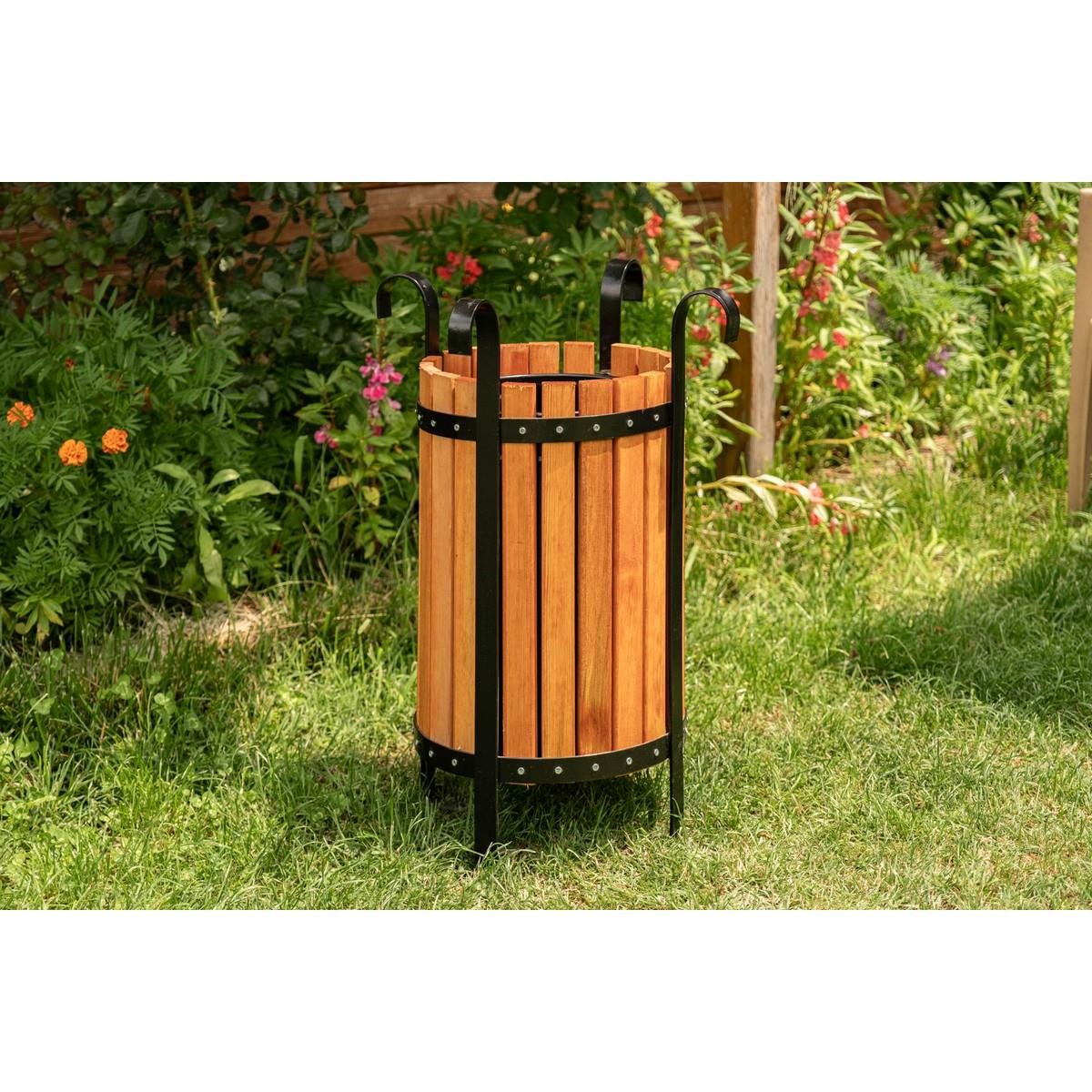 Ahşap Kaplama Oval Çöp Kovası