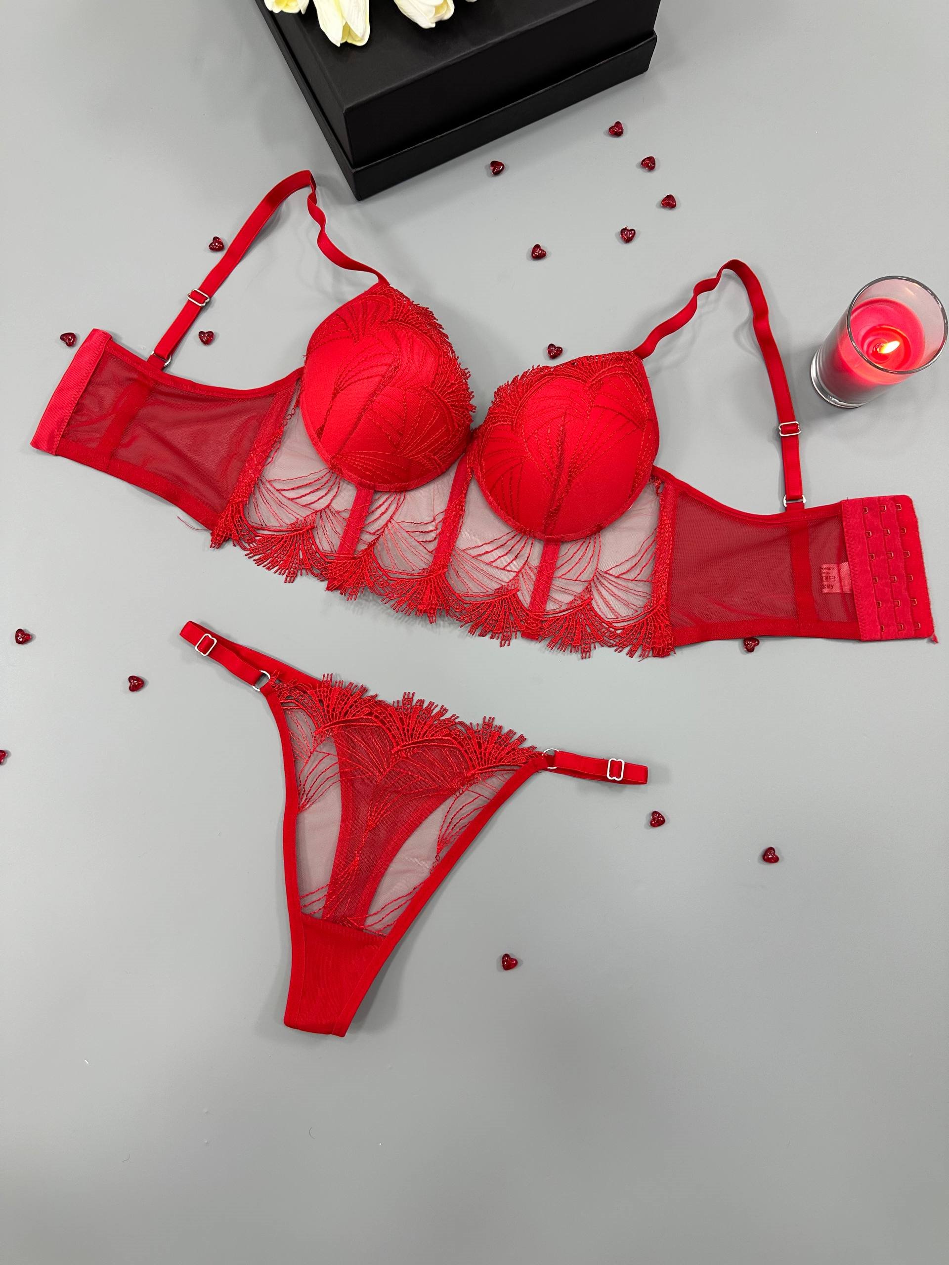  Levvina Red Büstiyer Takım