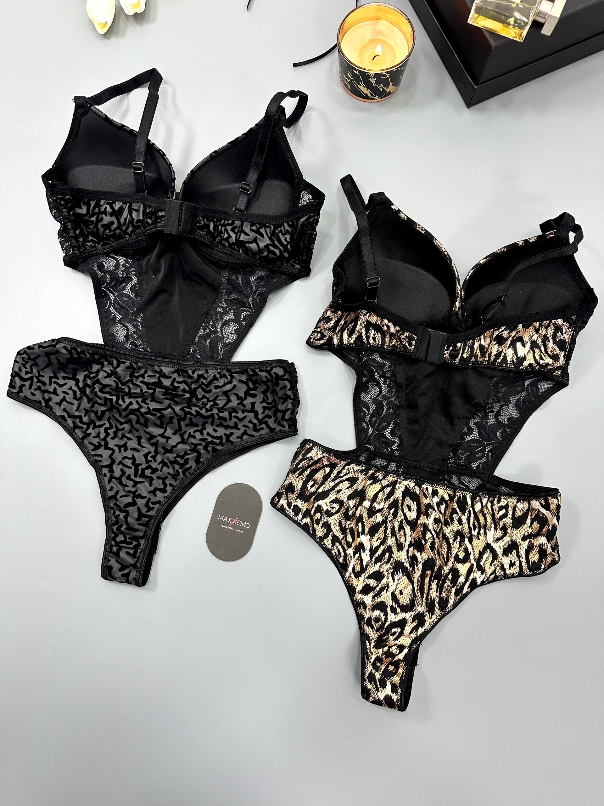Gold & Black Leopar Bodysuit ( 2'li Set )