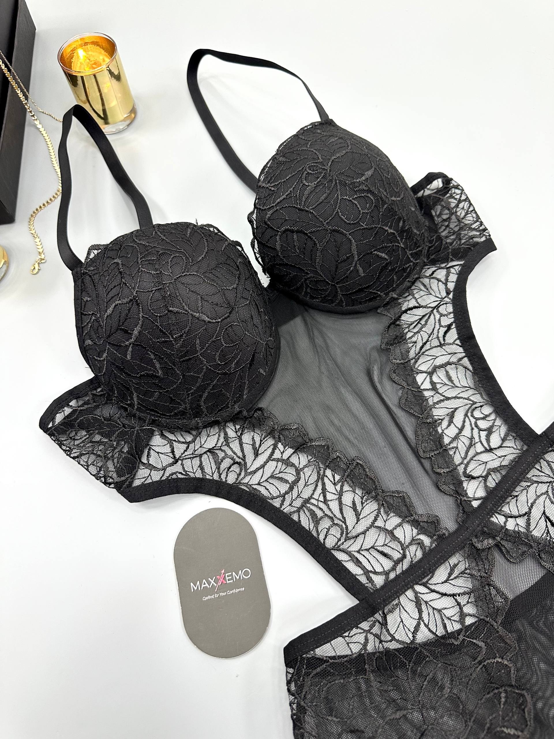 Nova Serisi Destekli Siyah BodySuit
