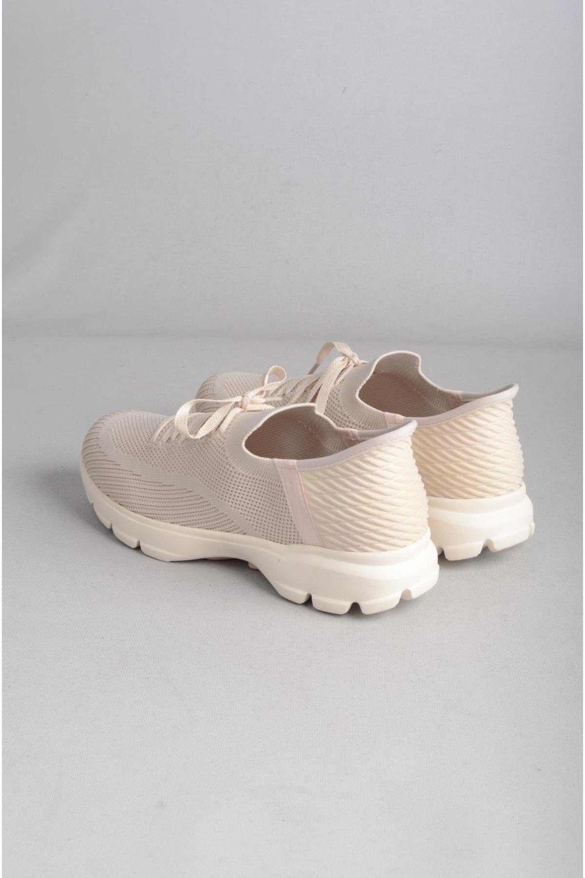 Bağcıklı Triko Kalın Taban Kadın Sneaker Ayakkabı
