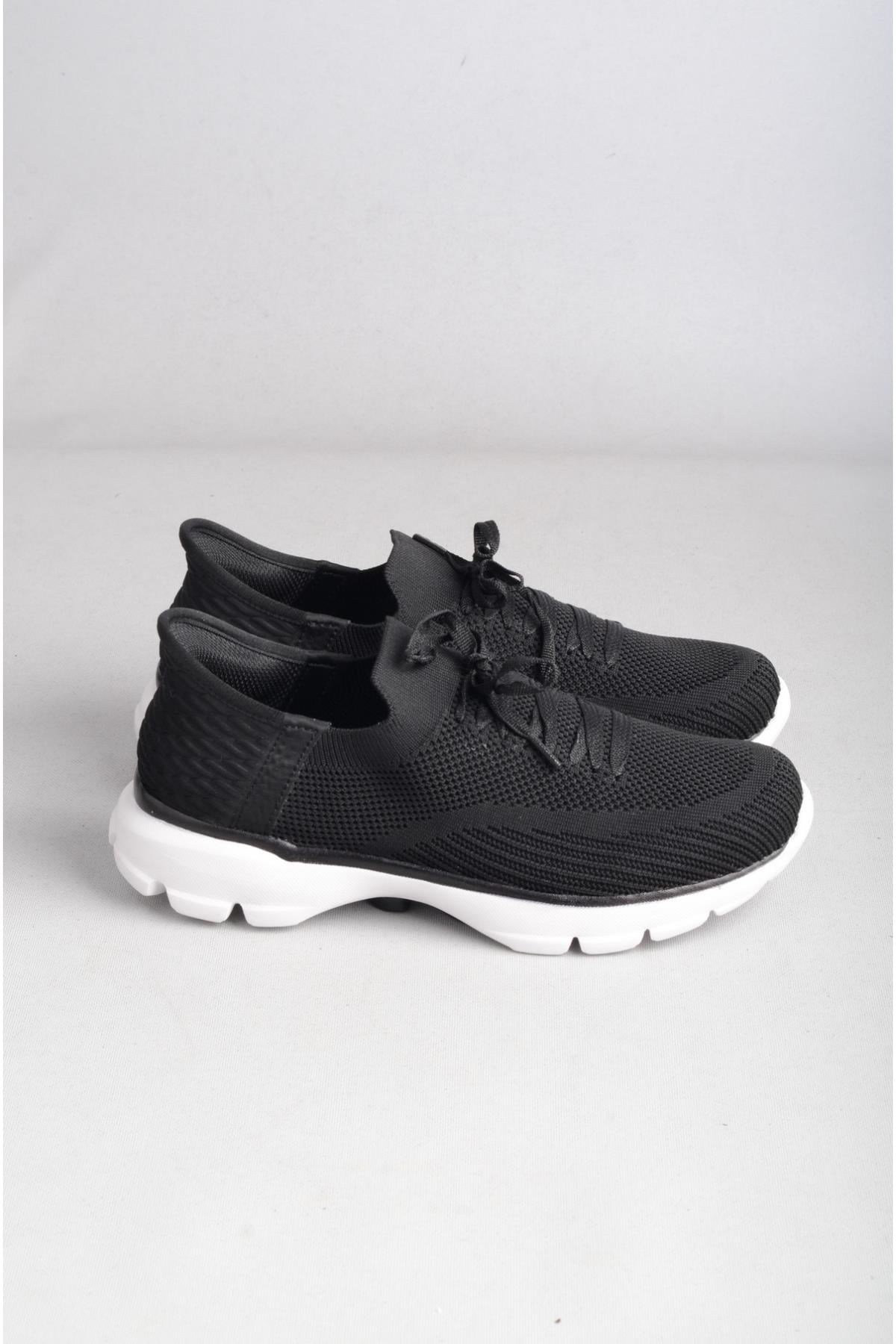 Bağcıklı Triko Kalın Taban Kadın Sneaker Ayakkabı