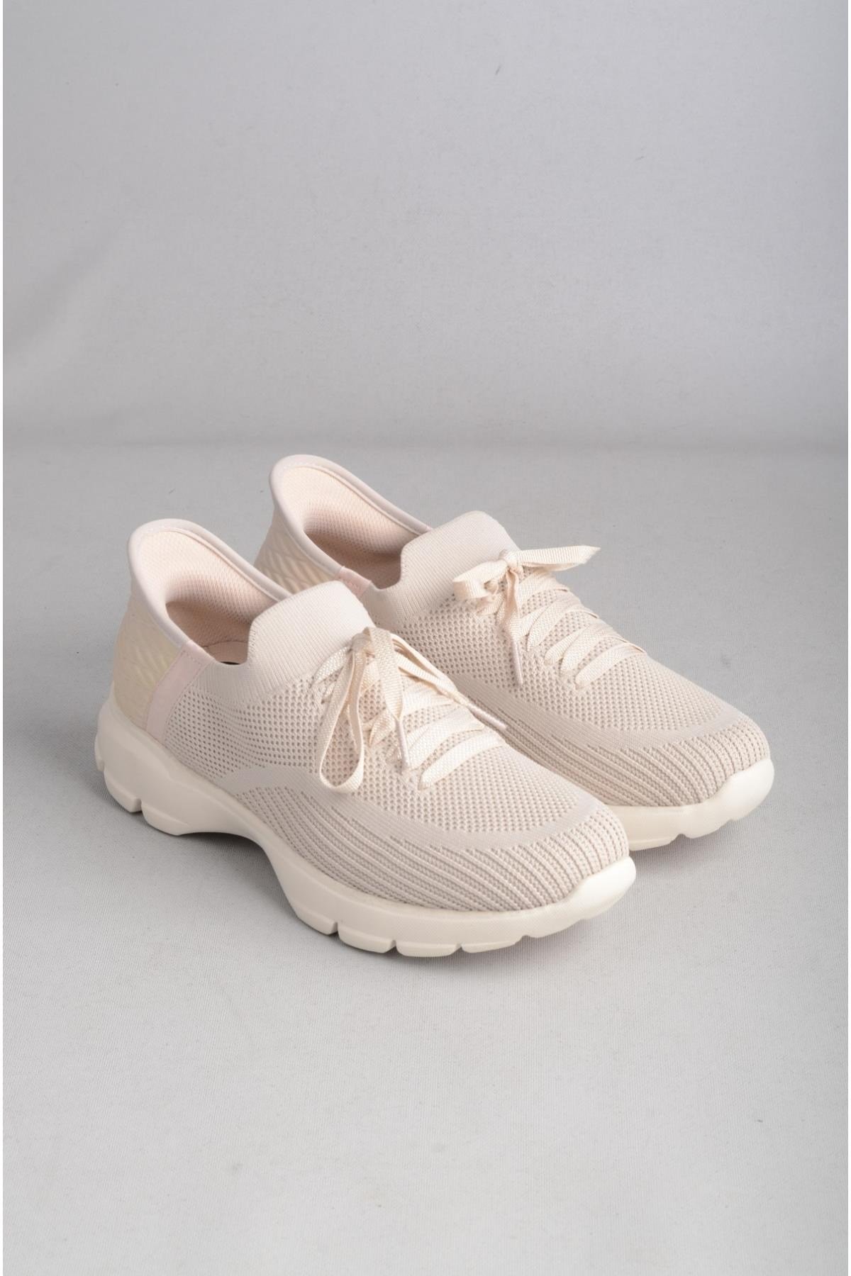 Bağcıklı Triko Kalın Taban Kadın Sneaker Ayakkabı