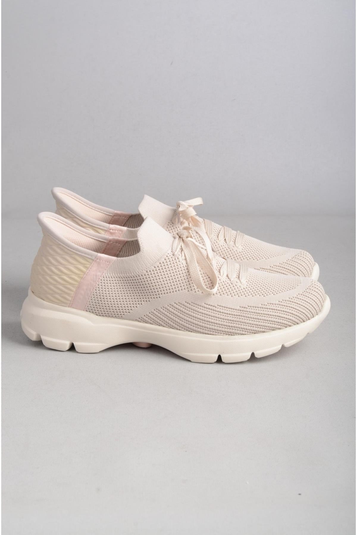 Bağcıklı Triko Kalın Taban Kadın Sneaker Ayakkabı