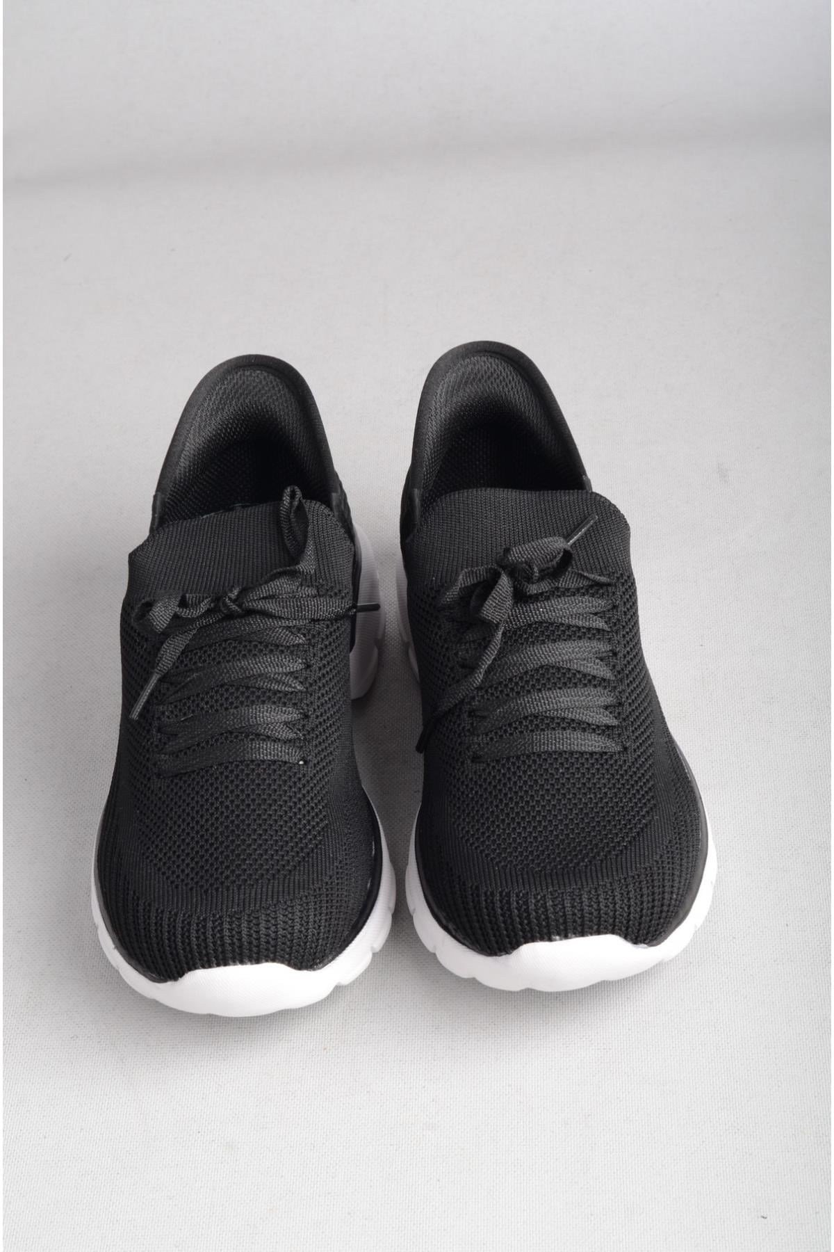 Bağcıklı Triko Kalın Taban Kadın Sneaker Ayakkabı