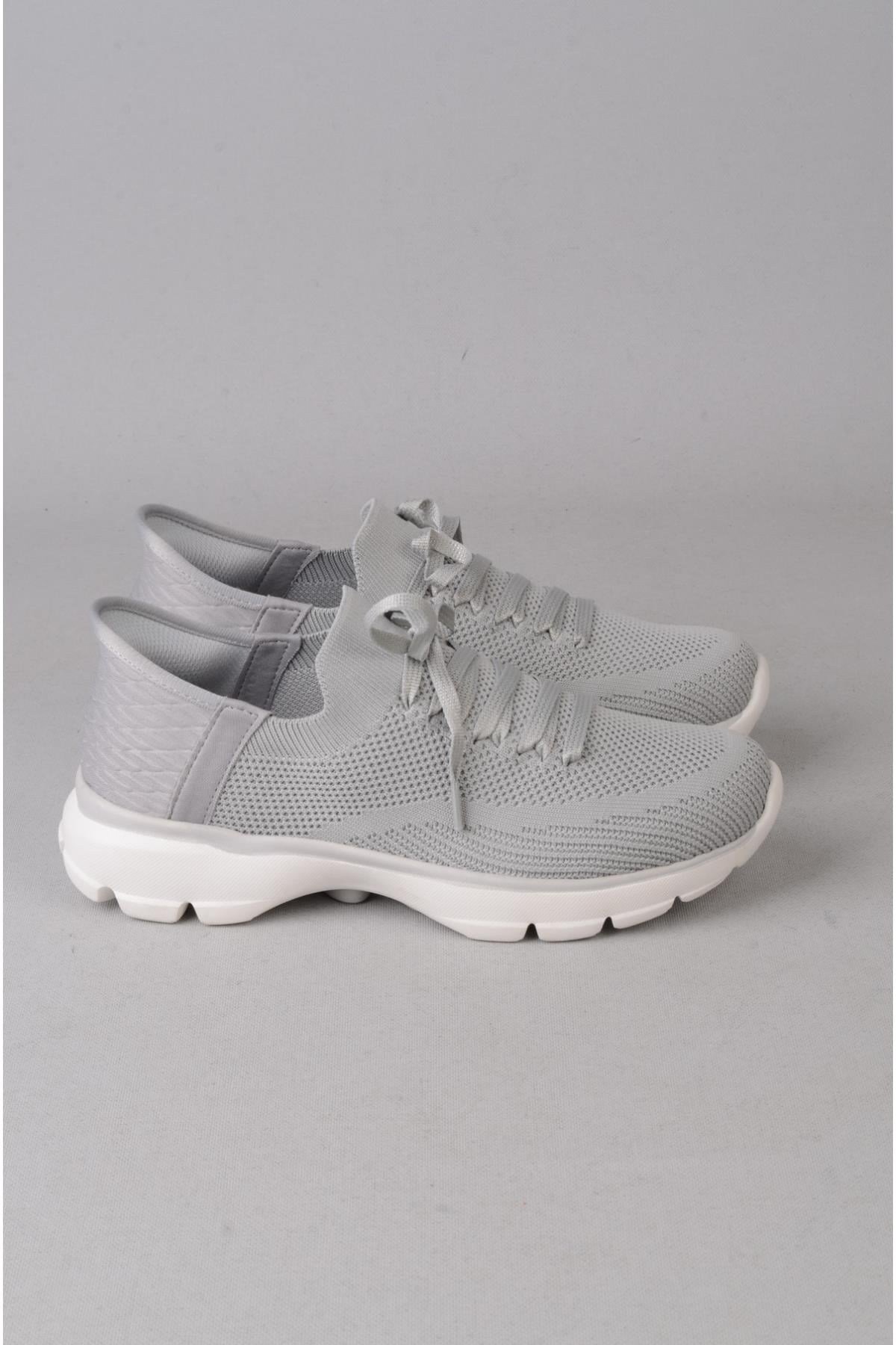 Bej Bağcıklı Triko Kalın Taban Kadın Sneaker Ayakkabı