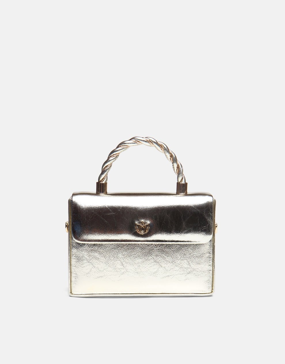 Bella Parlak Deri Örgü Saplı Kapaklı El ve Omuz Çantası