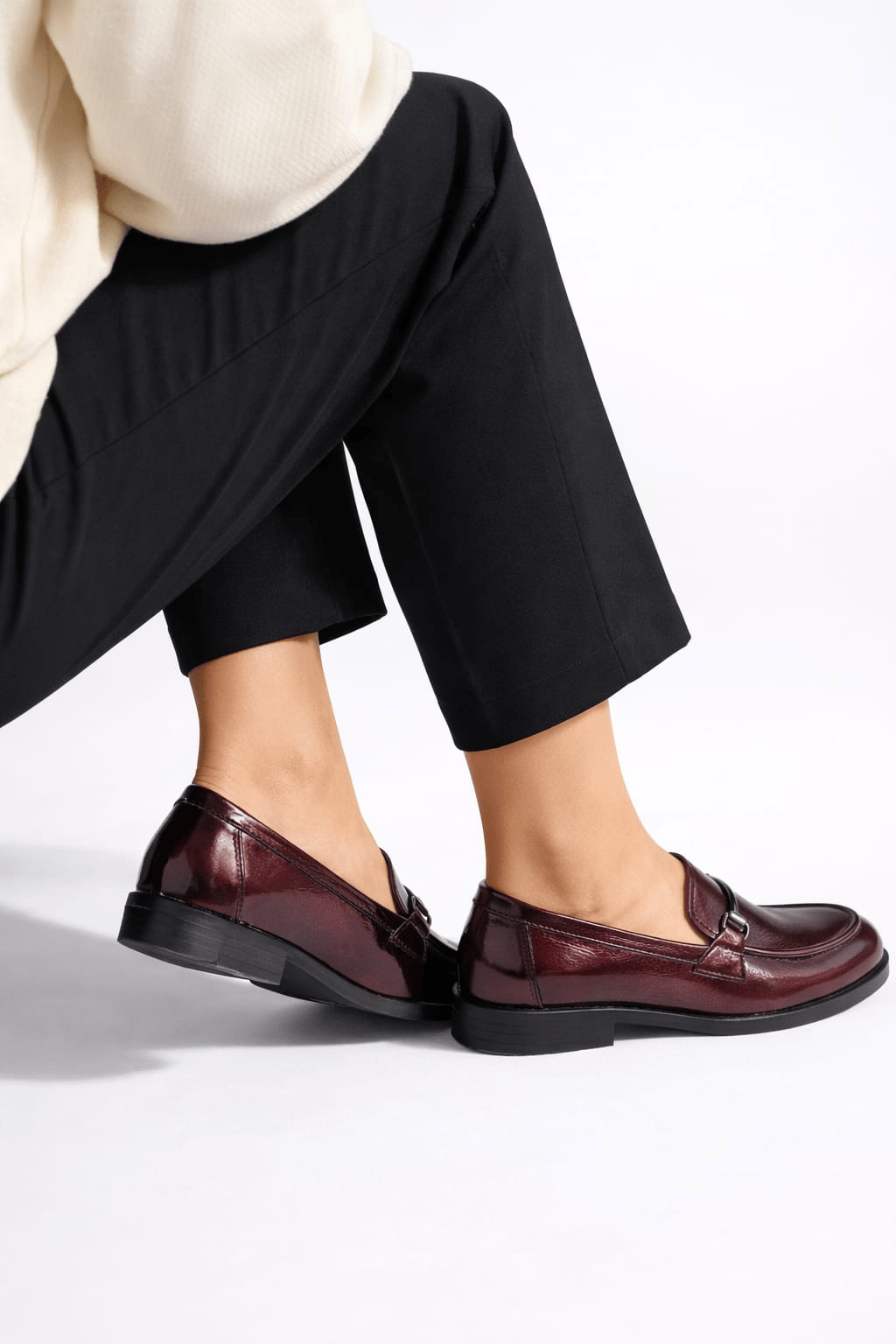 Hakiki Deri Bordo Loafer 
