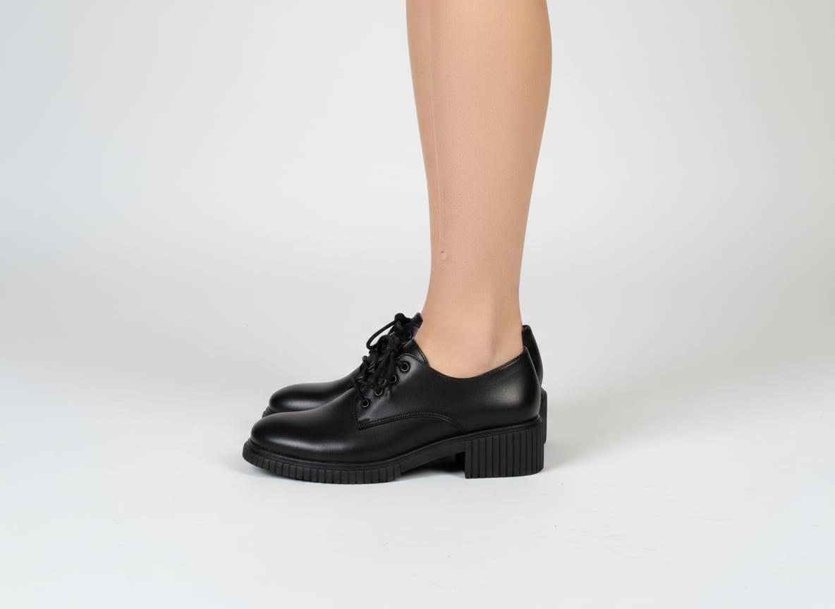 Hakiki Deri Loafer Bağcıklı Kalın Taban Kadın Günlük Ayakkabı