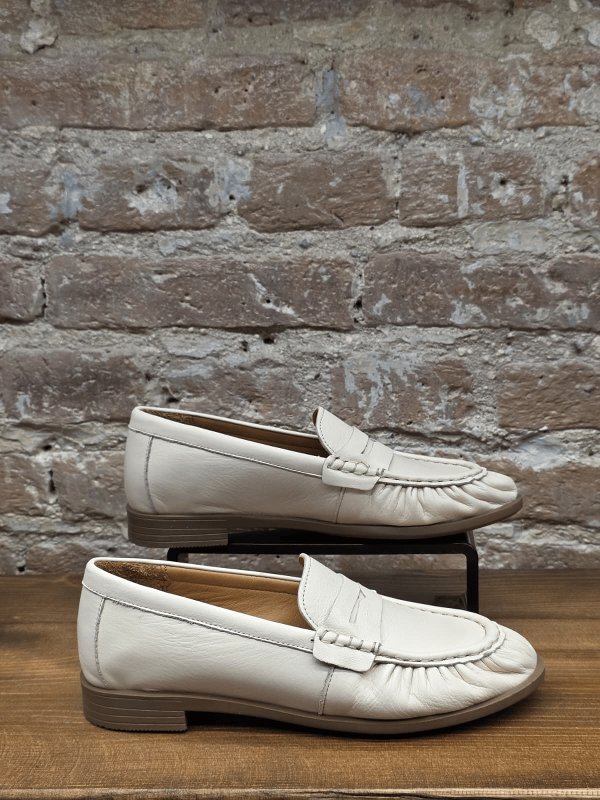 Krem Hakiki Deri Mokasen