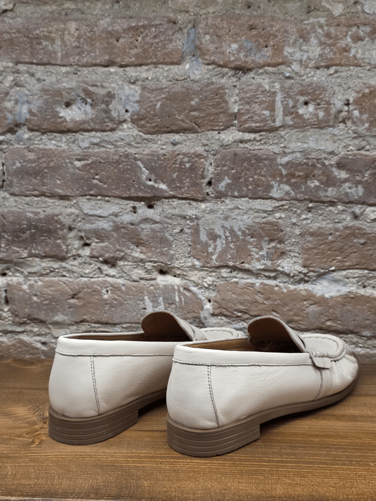 Krem Hakiki Deri Mokasen