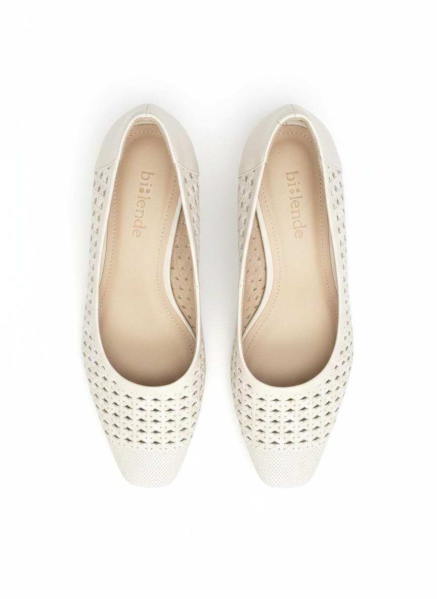 Krem Örme Blok Topuklu