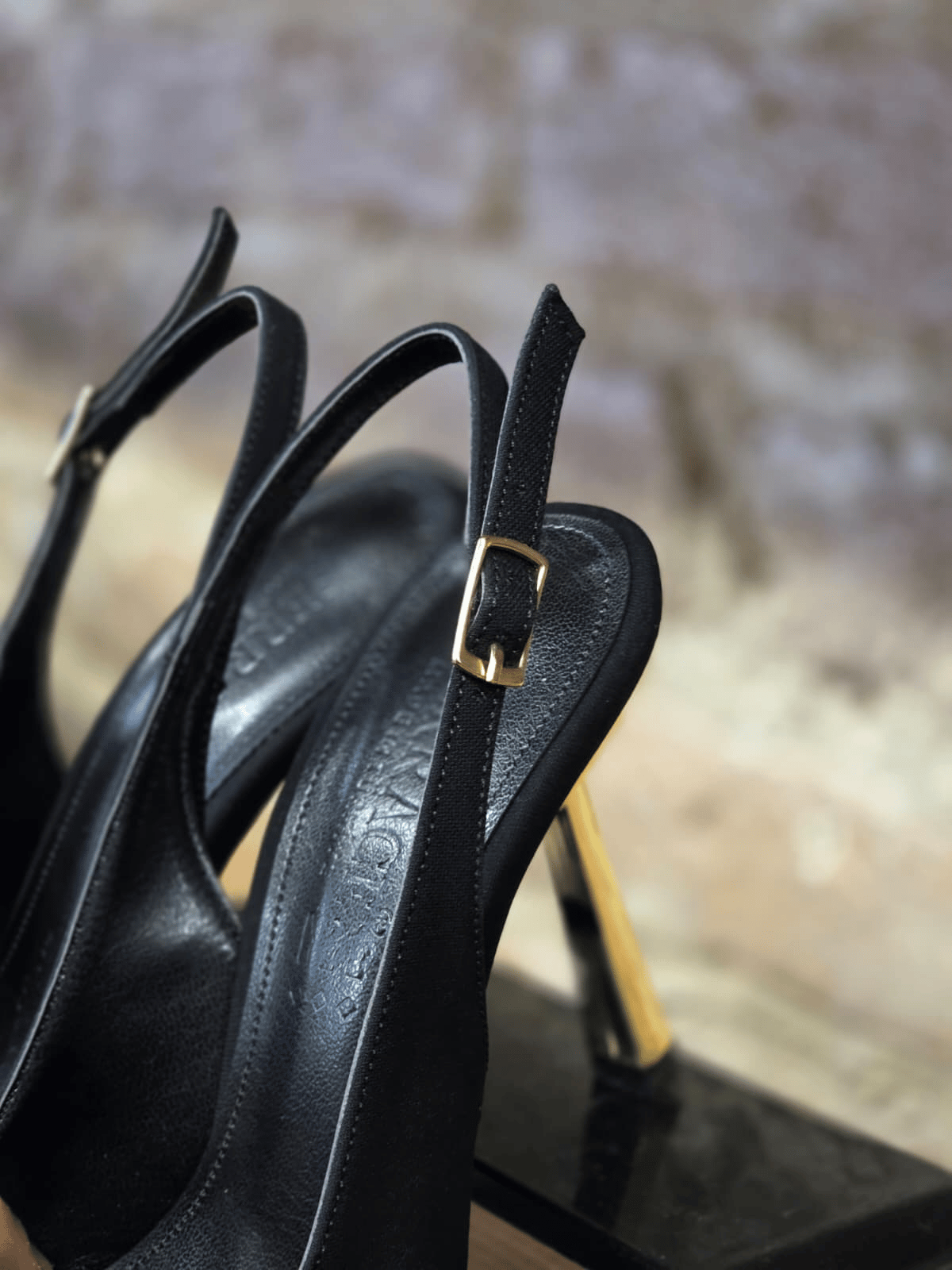 Noire Gold Slingback Stiletto