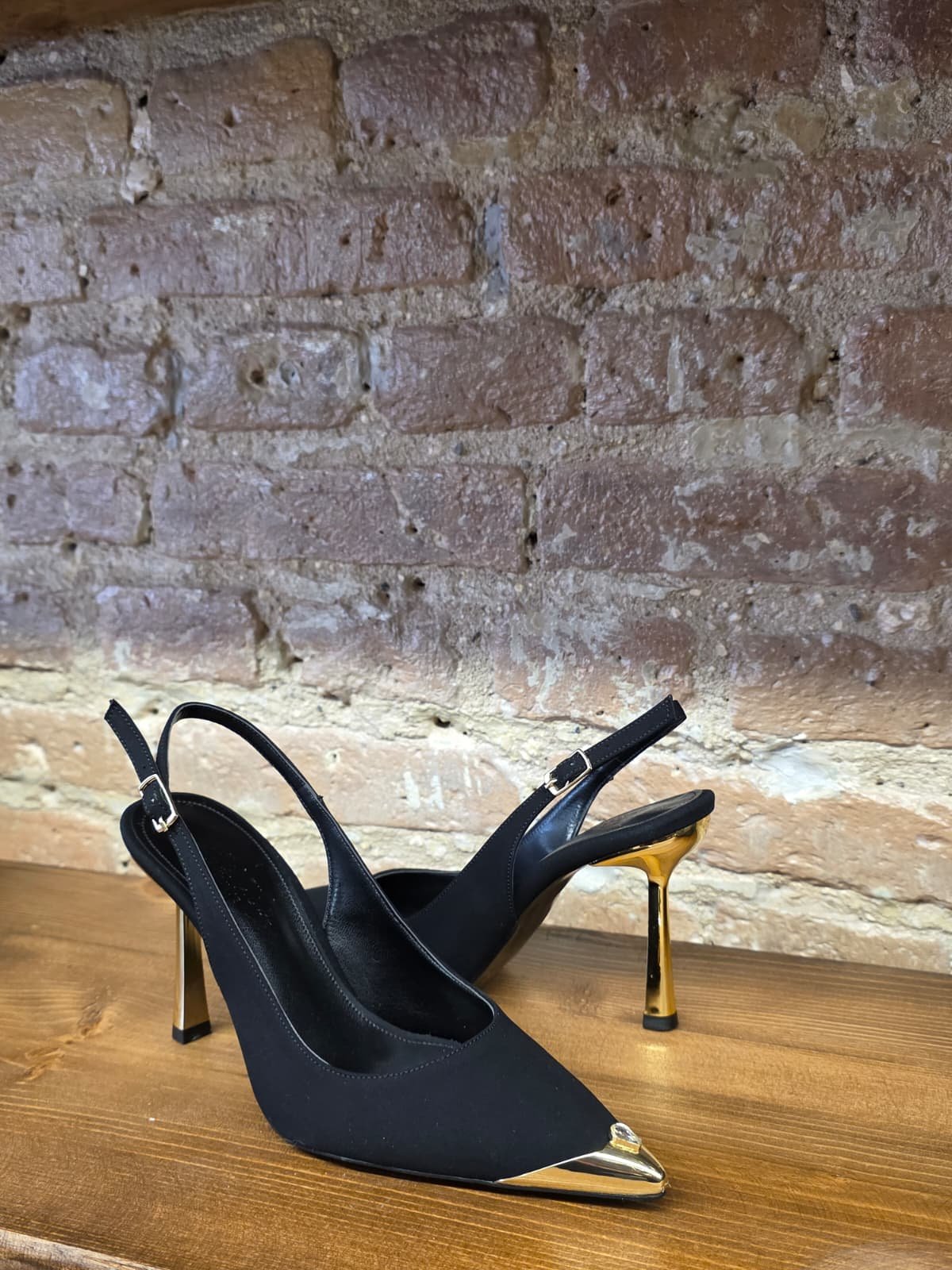 Noire Gold Slingback Stiletto