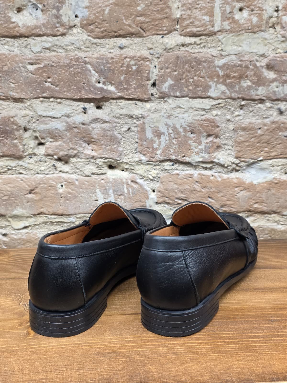 Siyah Hakiki Deri Mokasen