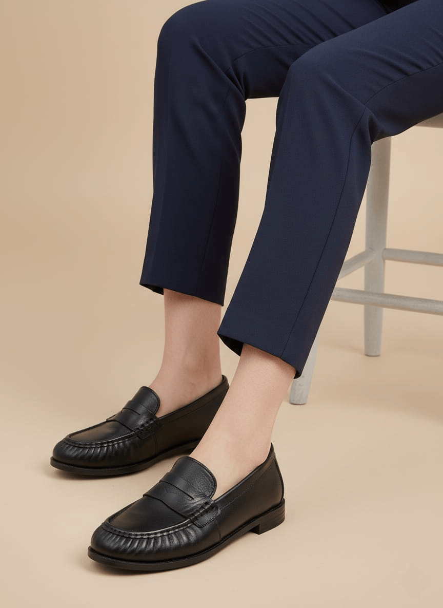 Siyah Hakiki Deri Mokasen