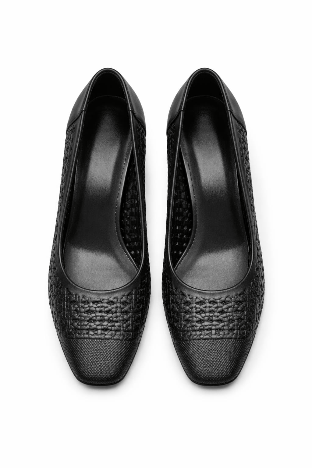 Siyah Örme Blok Topuklu