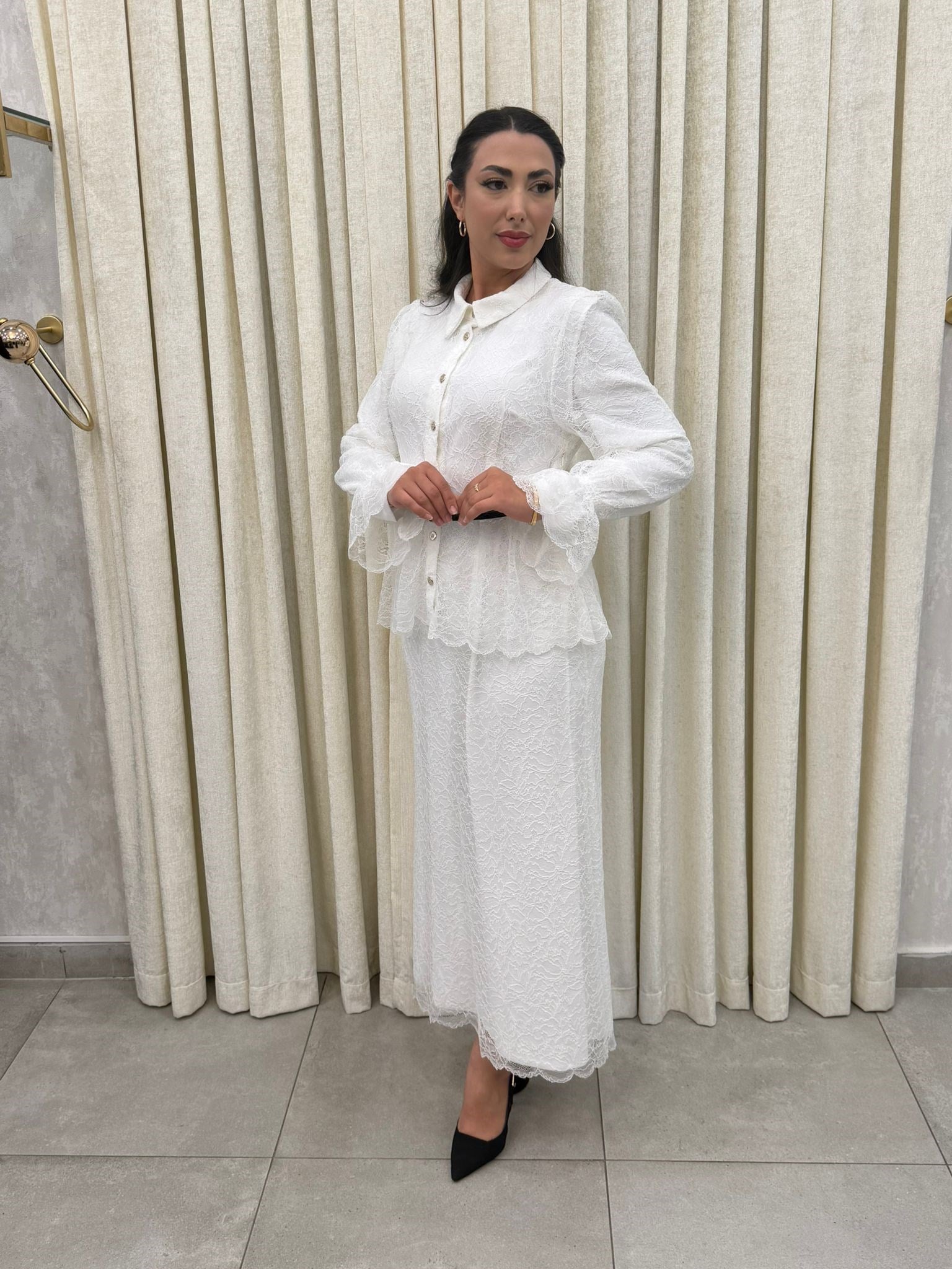 Beli Peplum Dantel Elbise