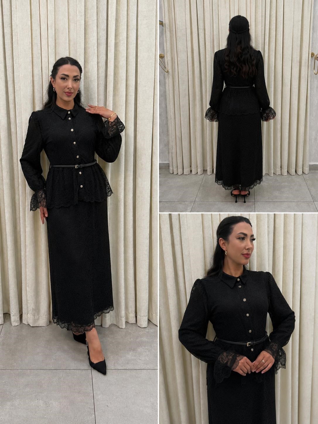 Beli Peplum Dantel Elbise