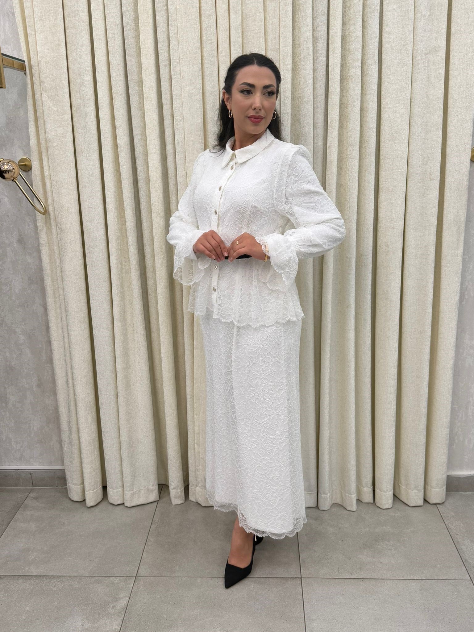 Beli Peplum Dantel Elbise