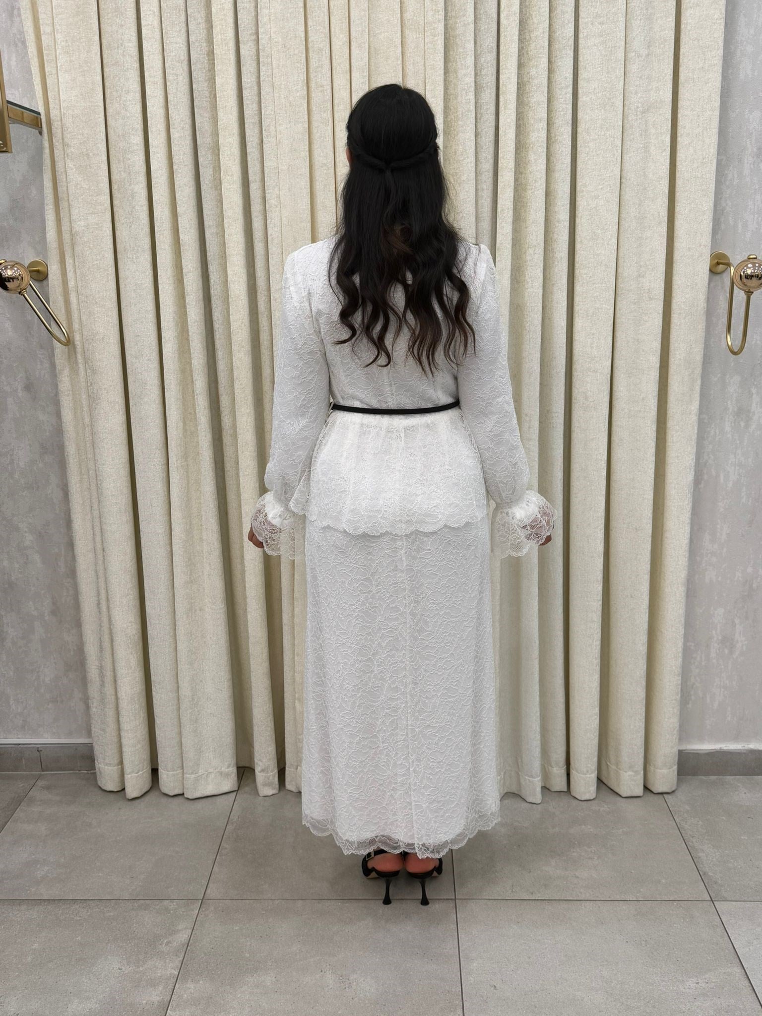 Beli Peplum Dantel Elbise