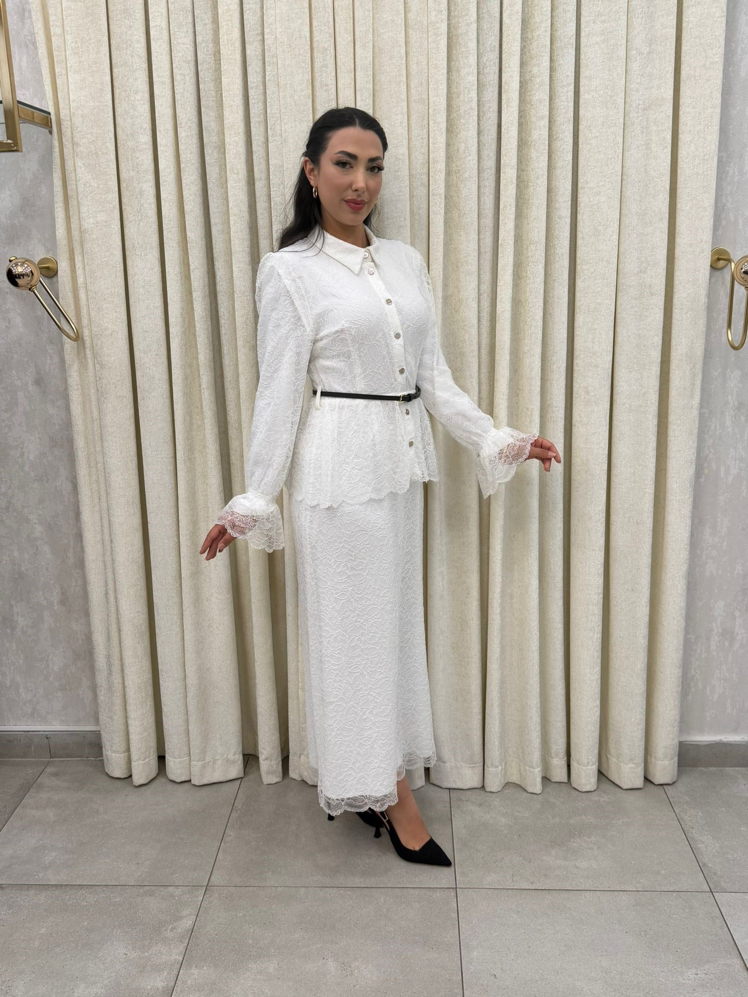 Beli Peplum Dantel Elbise