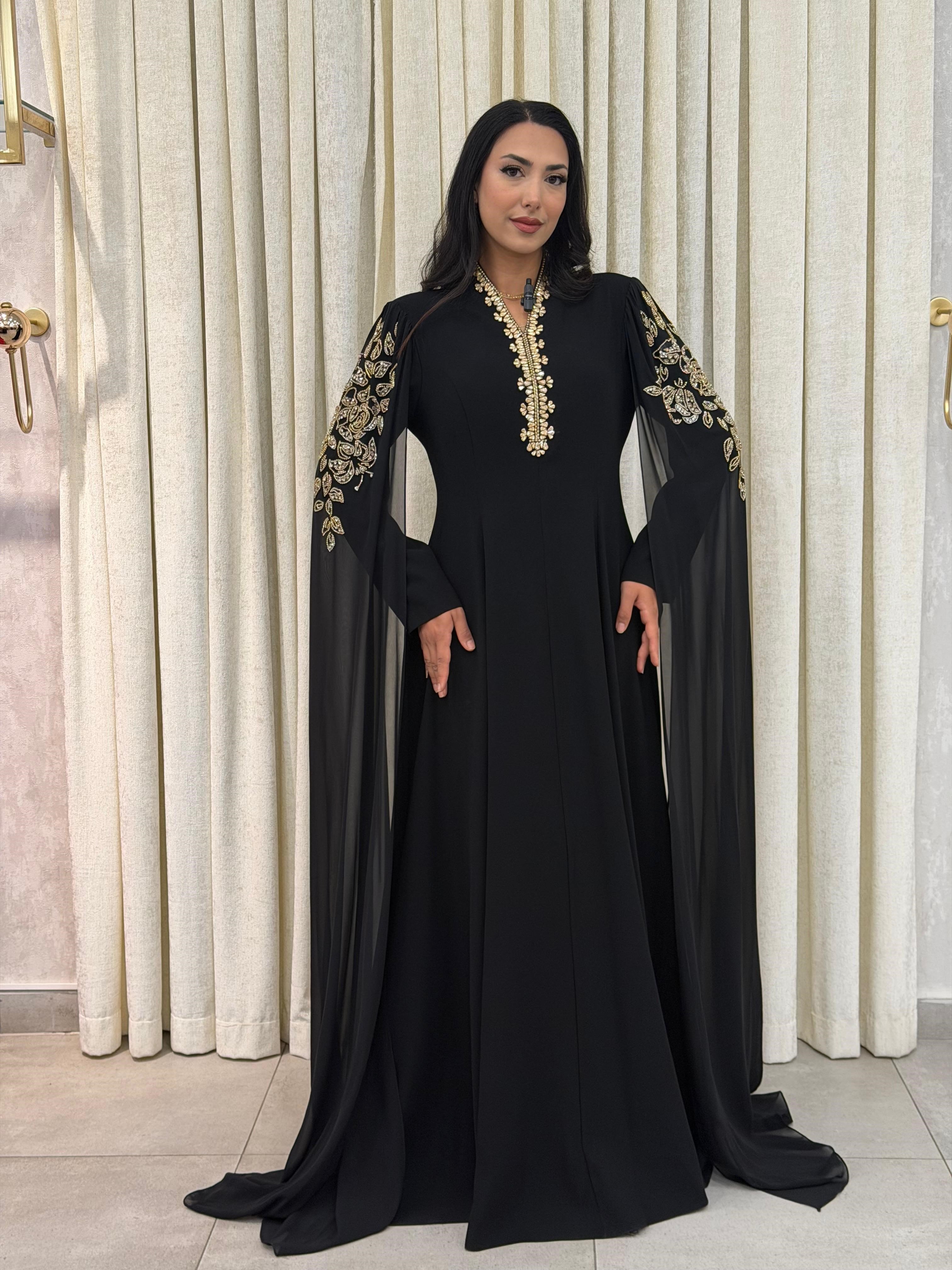 Lacrima Kolları Pelerin V Yaka  Taş İşlemeli Abiye  