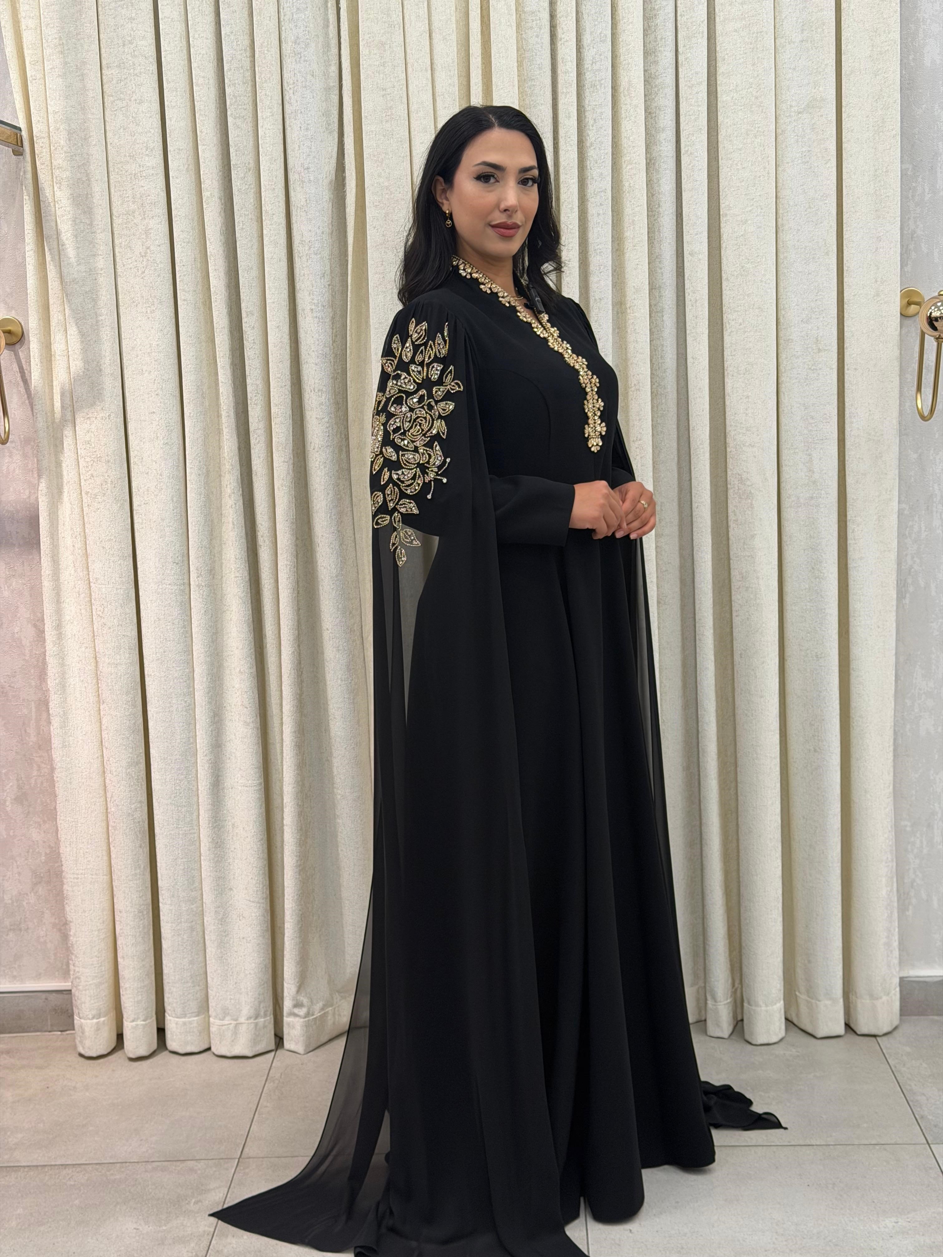 Lacrima Kolları Pelerin V Yaka  Taş İşlemeli Abiye  