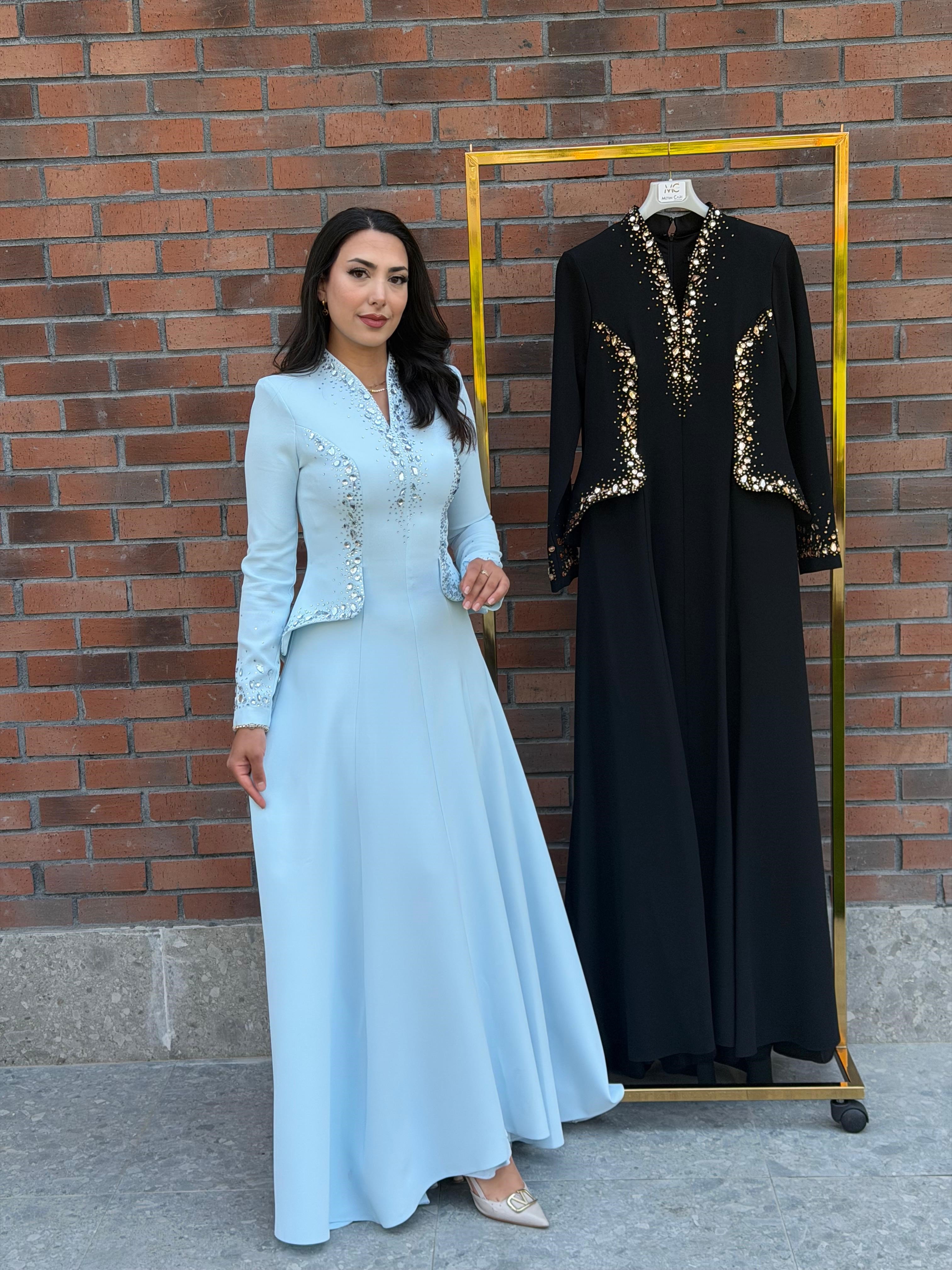 Lacrima Peplum Kesimli Taş İşlemeli Abiye