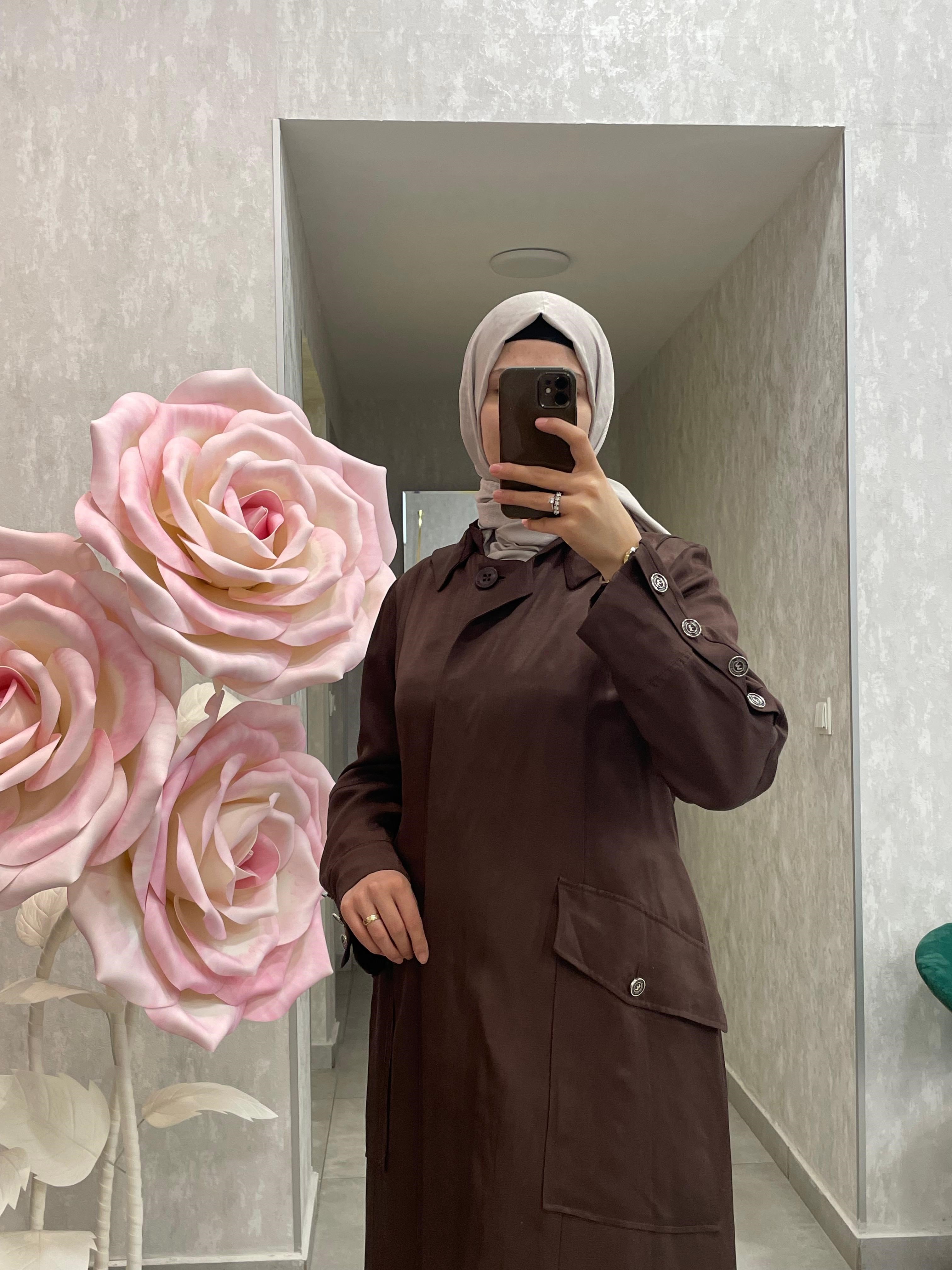 MissWhence Cep Detaylı Kapüşonlu  Chanel Keten Pardesü 