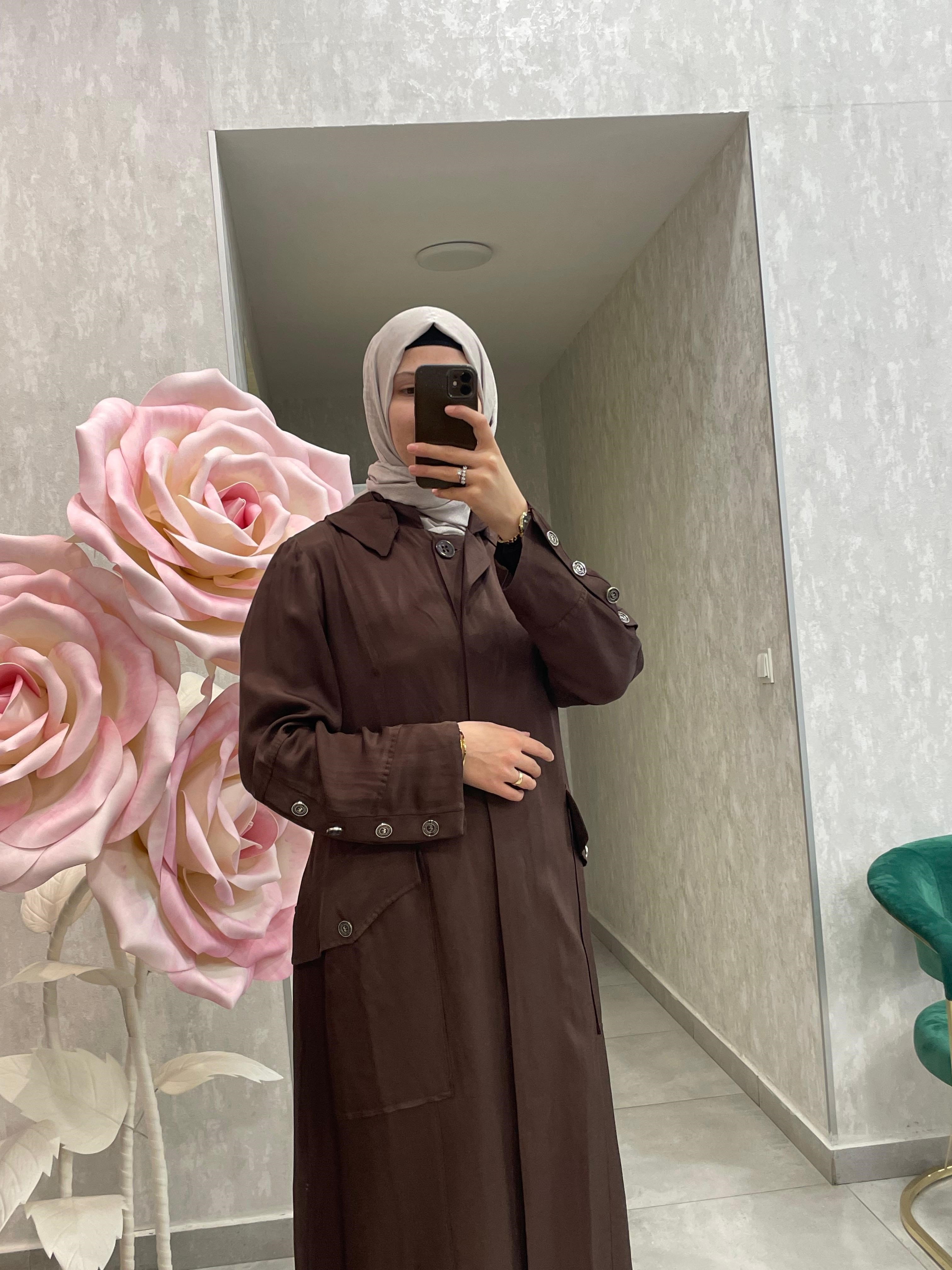 MissWhence Cep Detaylı Kapüşonlu  Chanel Keten Pardesü 
