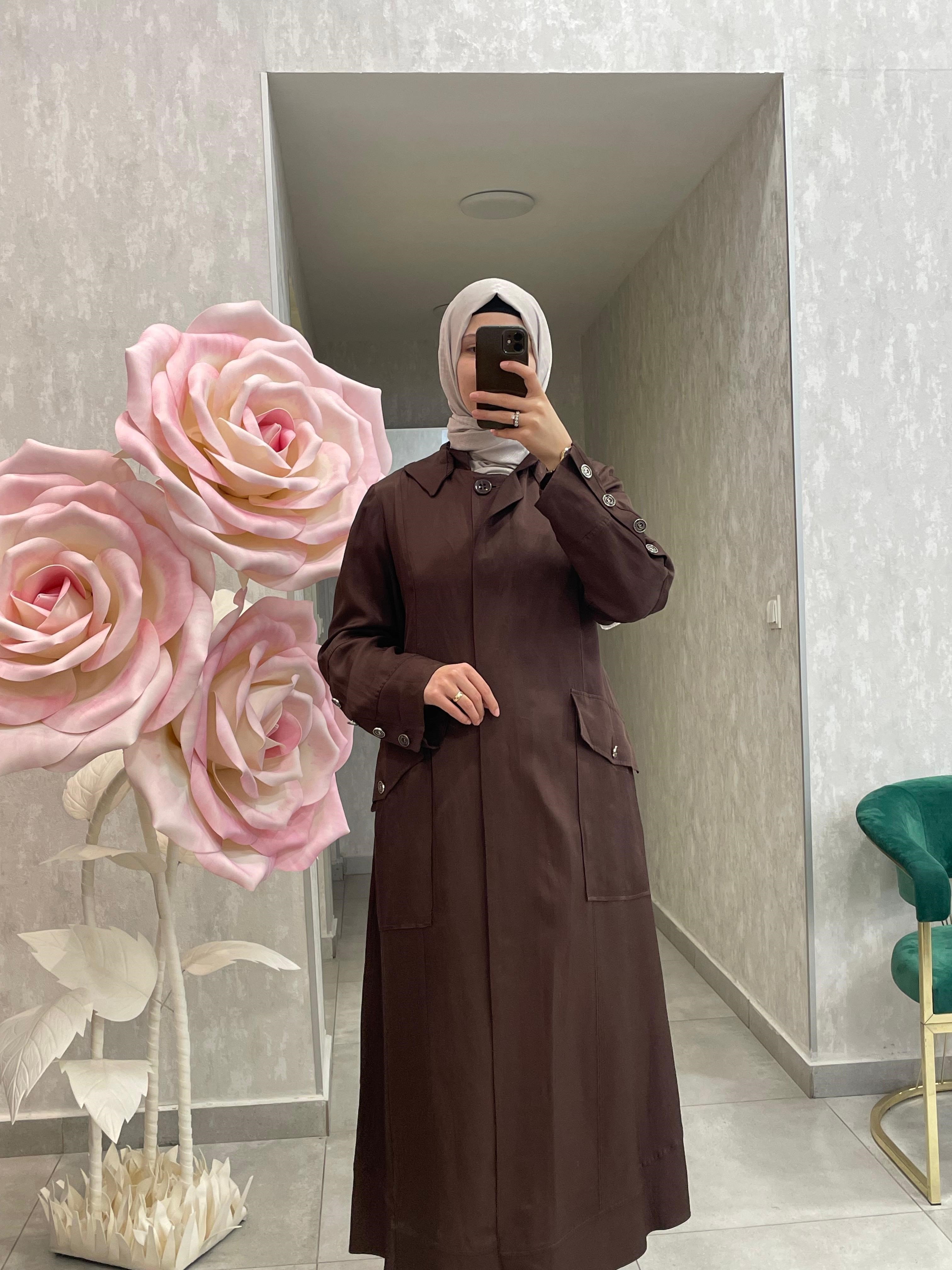 MissWhence Cep Detaylı Kapüşonlu  Chanel Keten Pardesü 