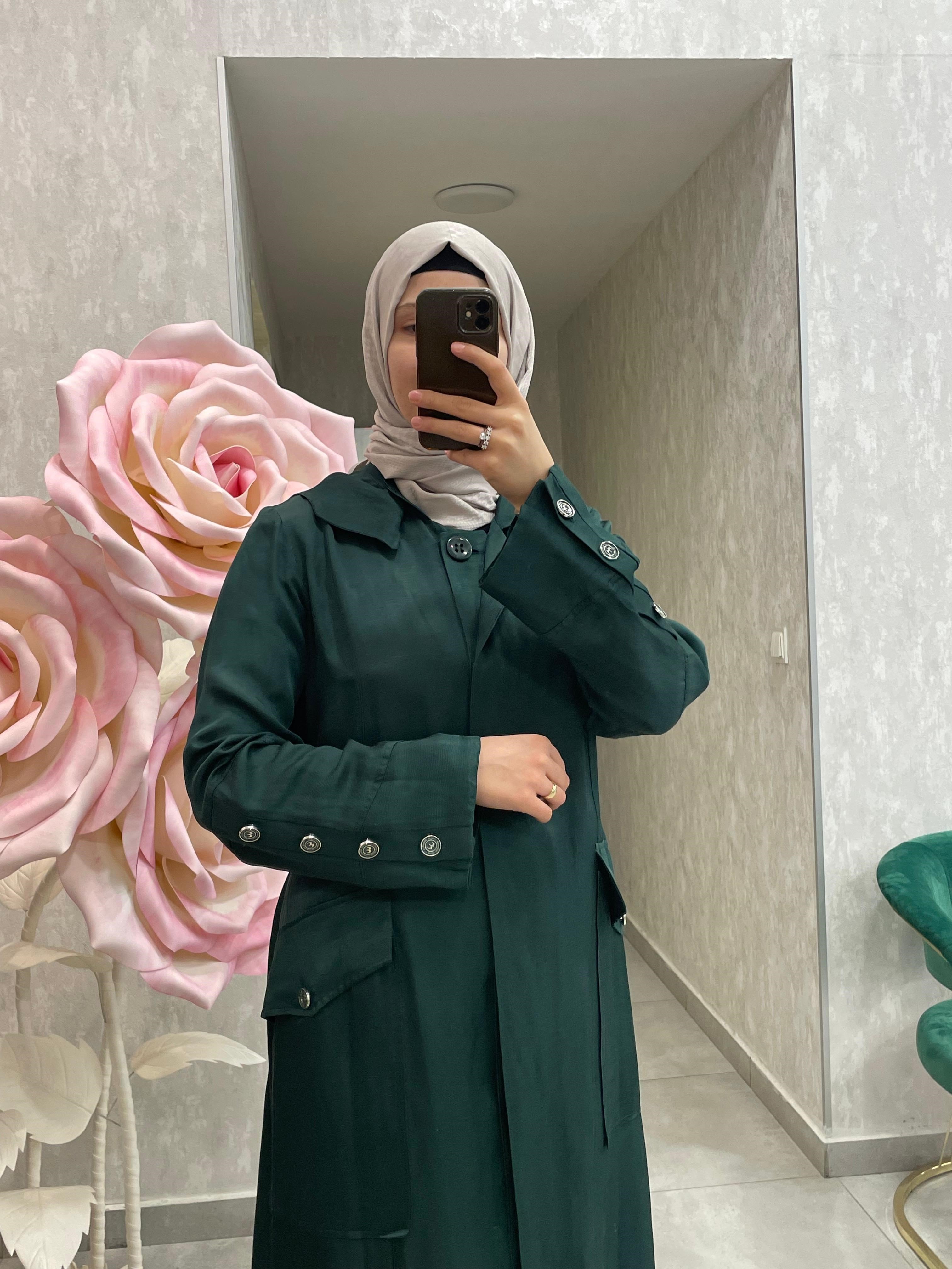 MissWhence Cep Detaylı Kapüşonlu  Chanel Keten Pardesü 