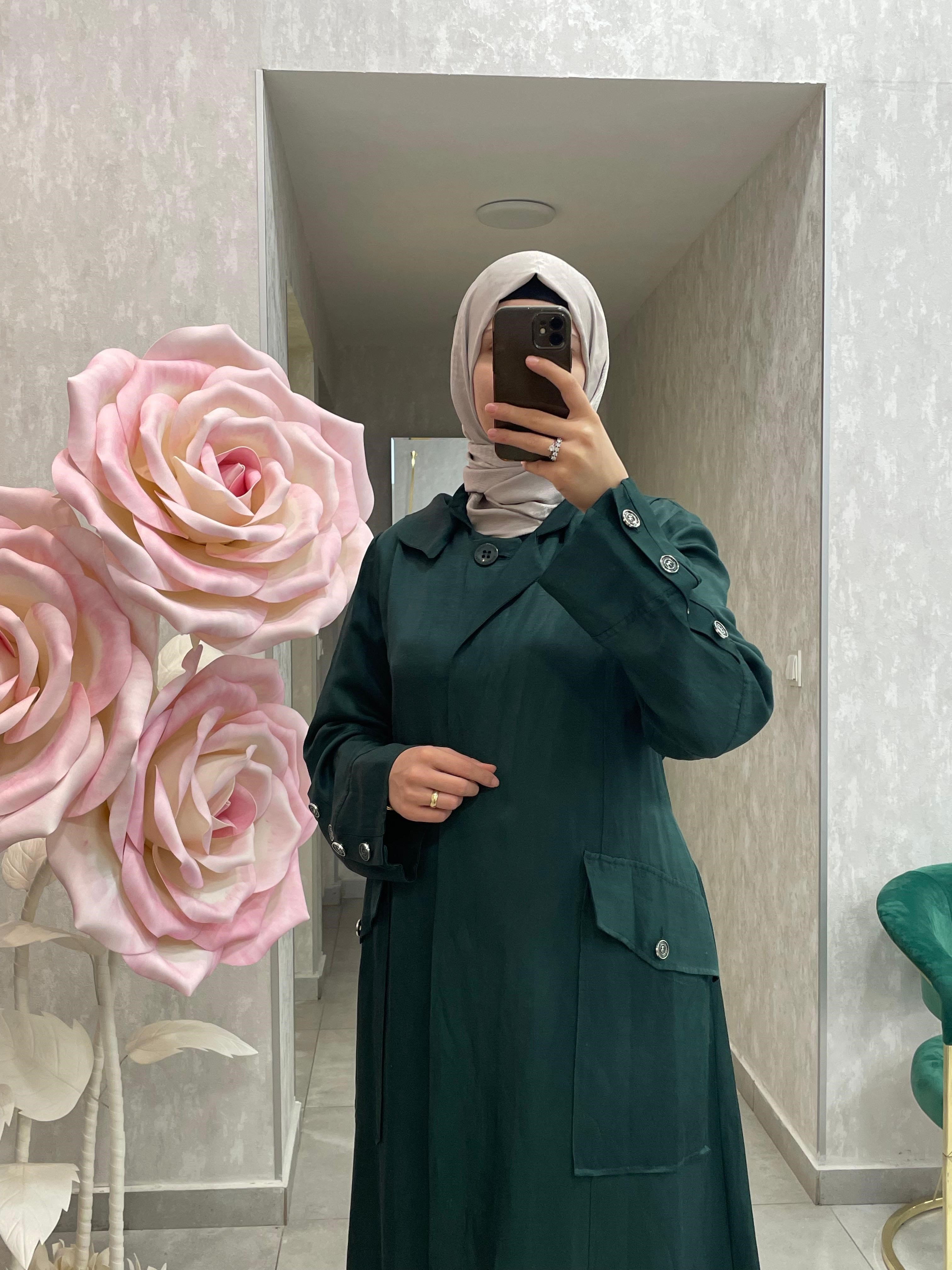 MissWhence Cep Detaylı Kapüşonlu  Chanel Keten Pardesü 